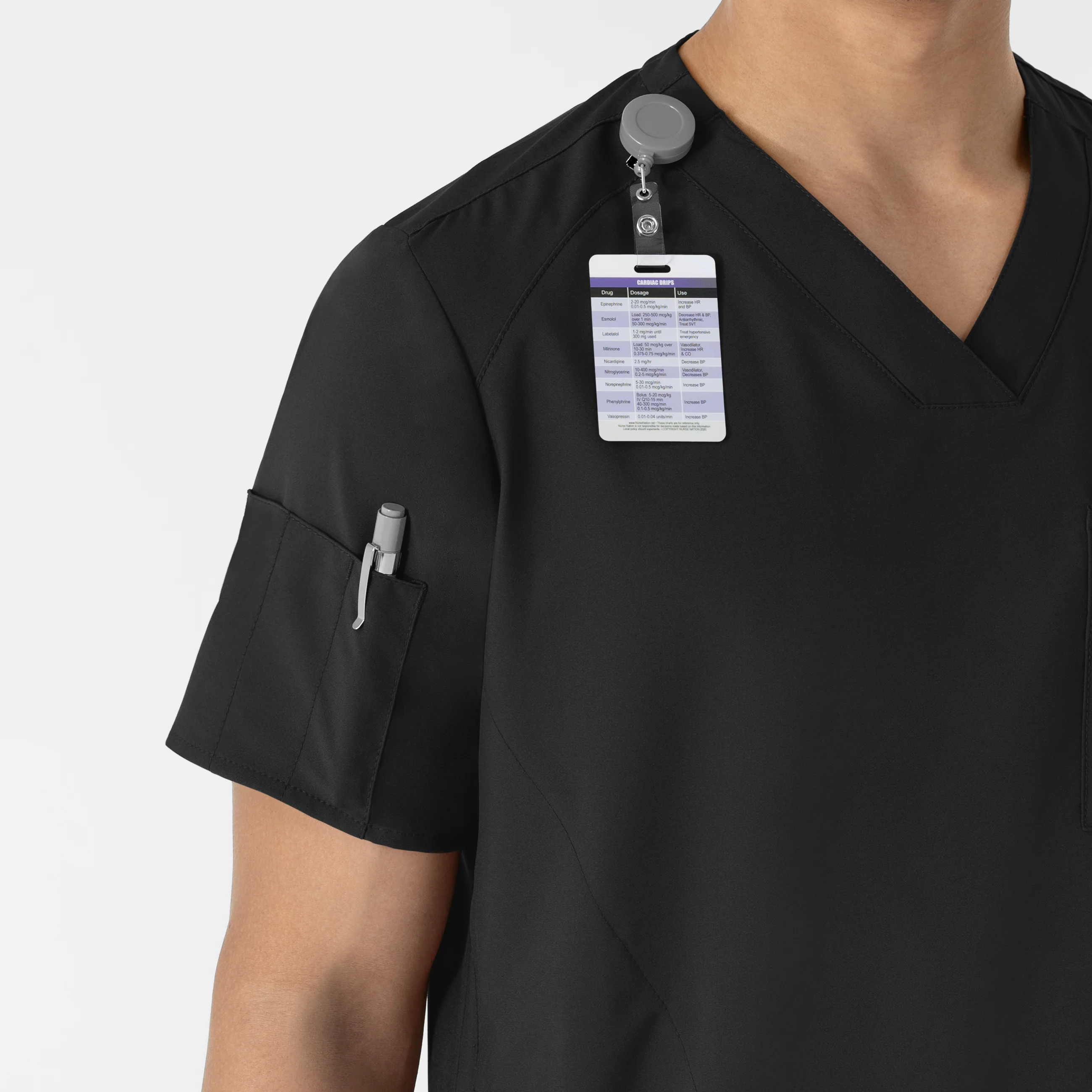 W123 Men's V-Neck Scrub Top - Black - Image 6