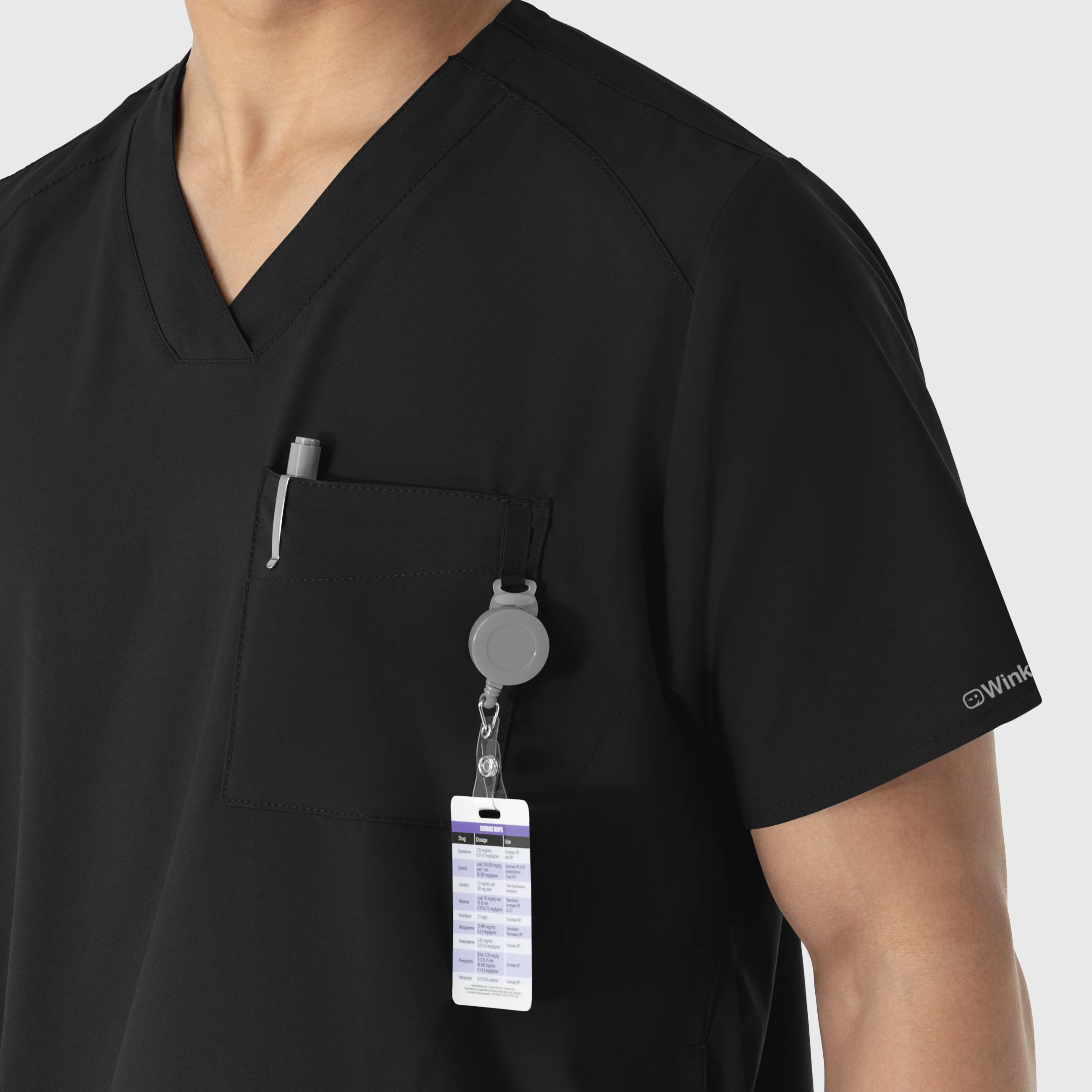 W123 Men's V-Neck Scrub Top - Black - Image 7