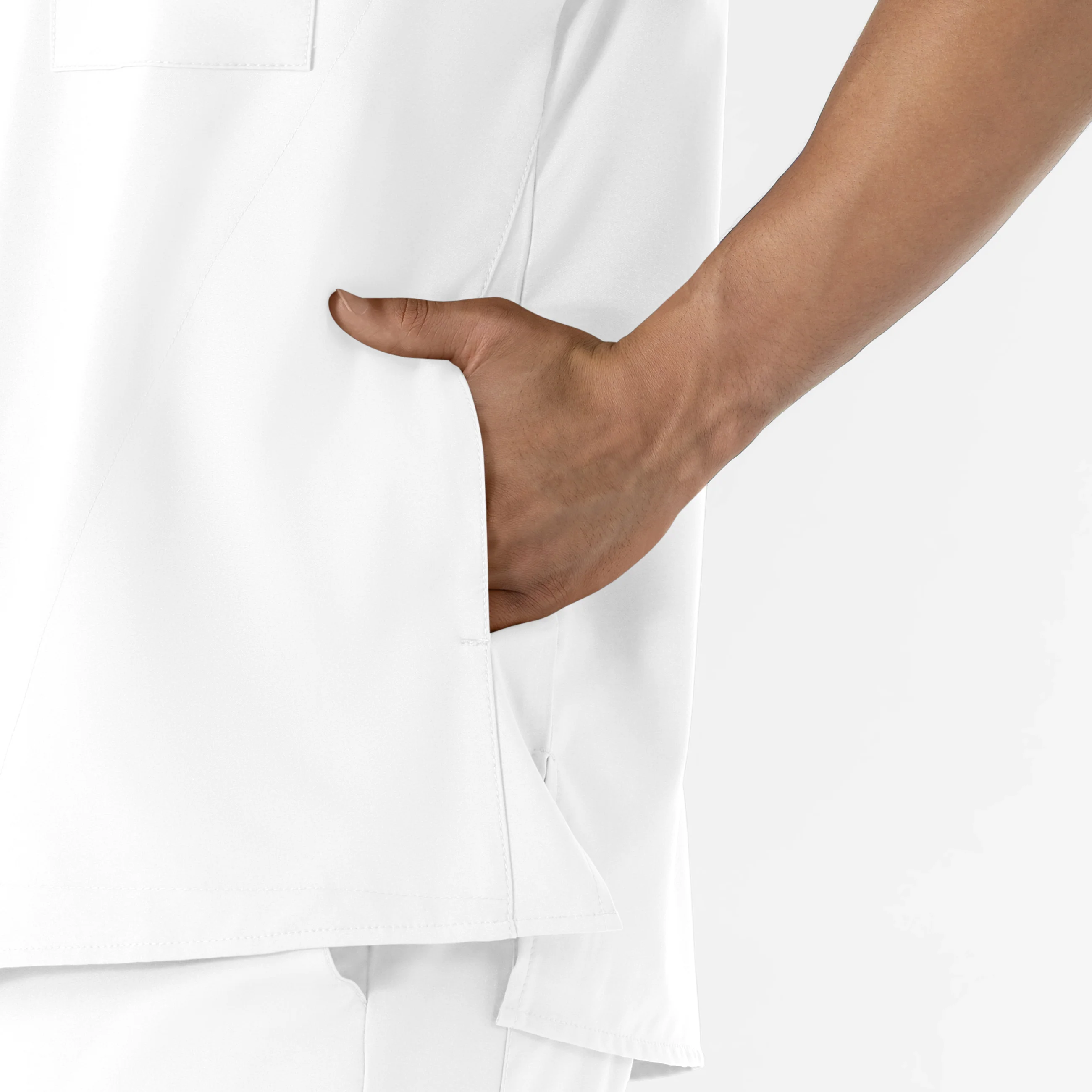 W123 Men's V-Neck Scrub Top - White - Image 5