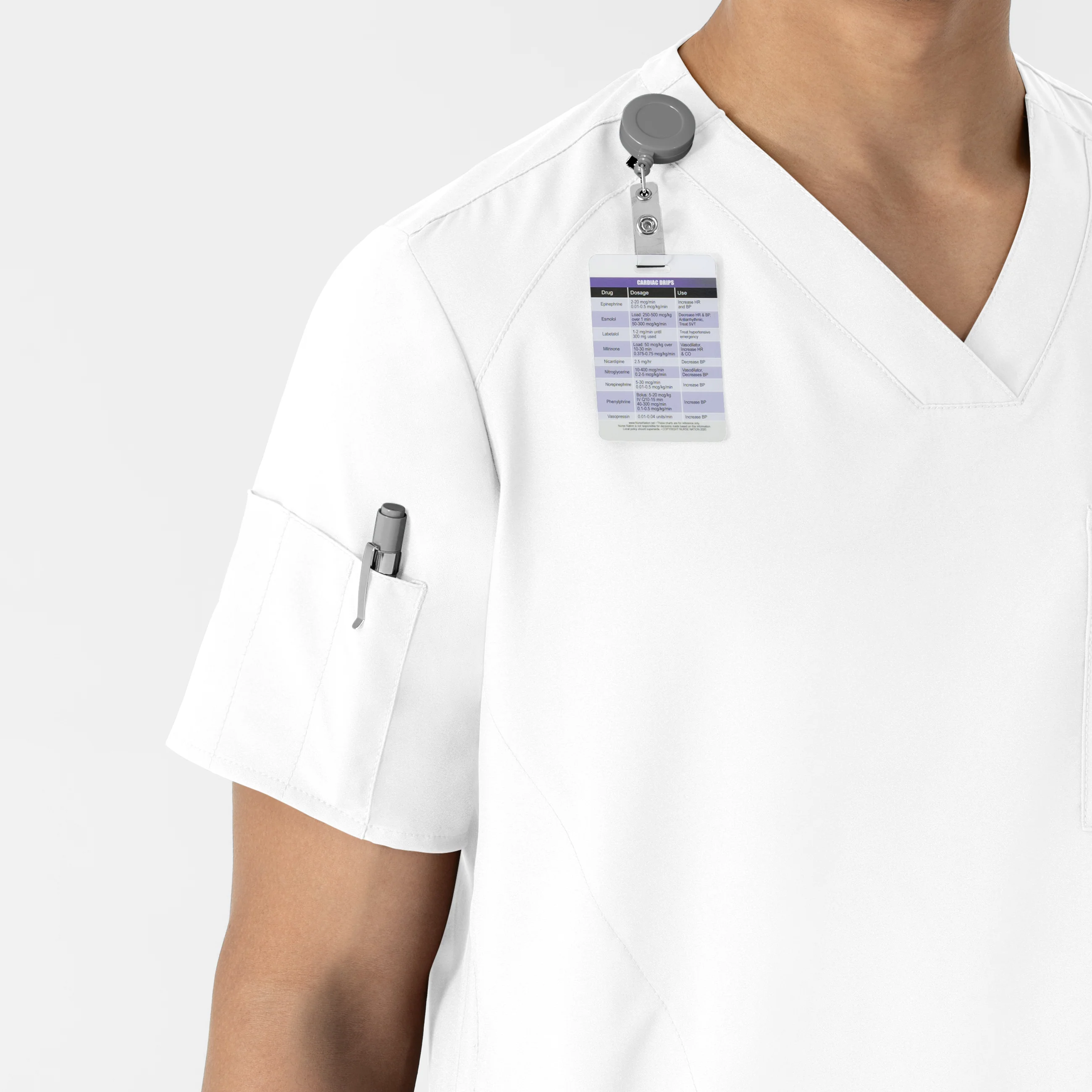 W123 Men's V-Neck Scrub Top - White - Image 6