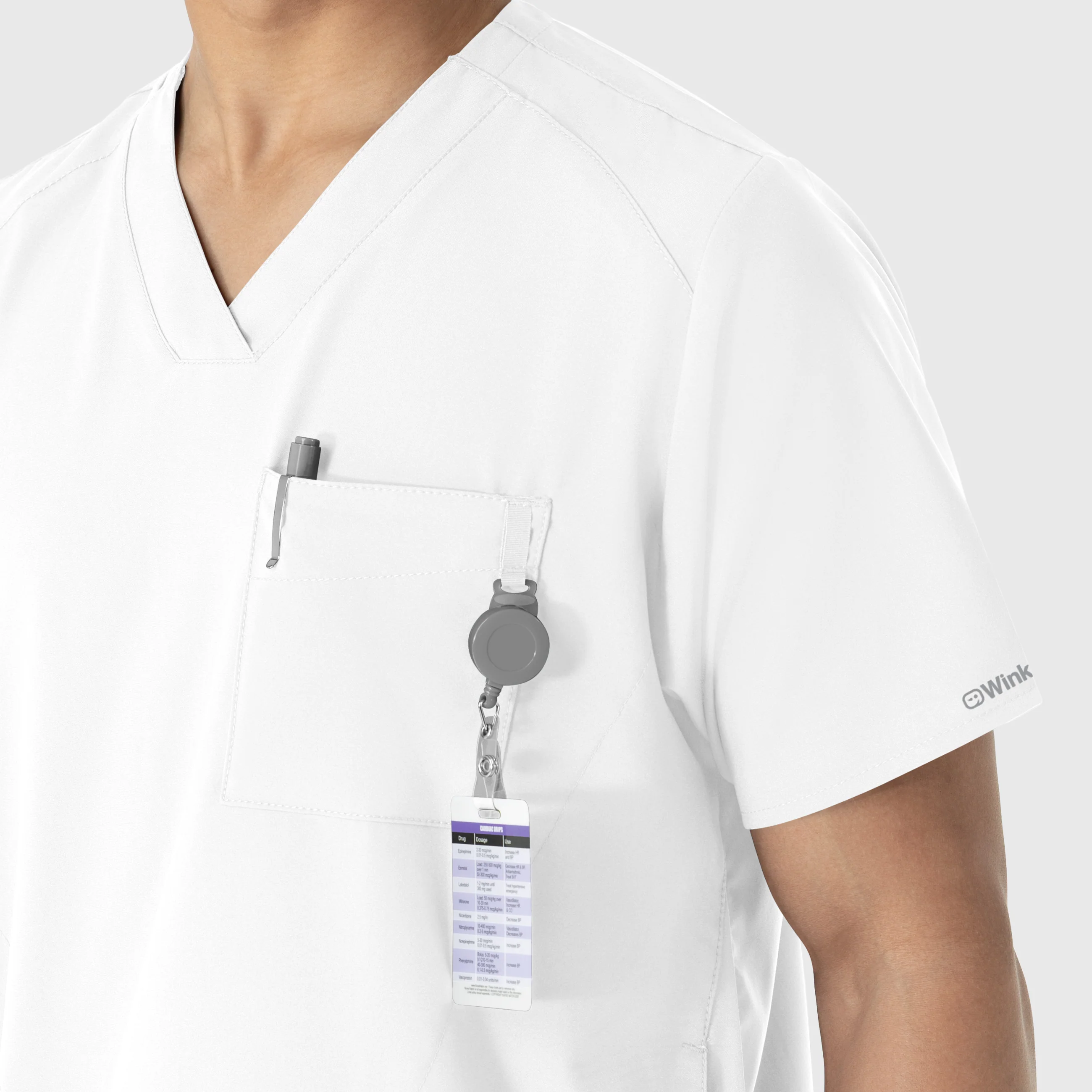 W123 Men's V-Neck Scrub Top - White - Image 7