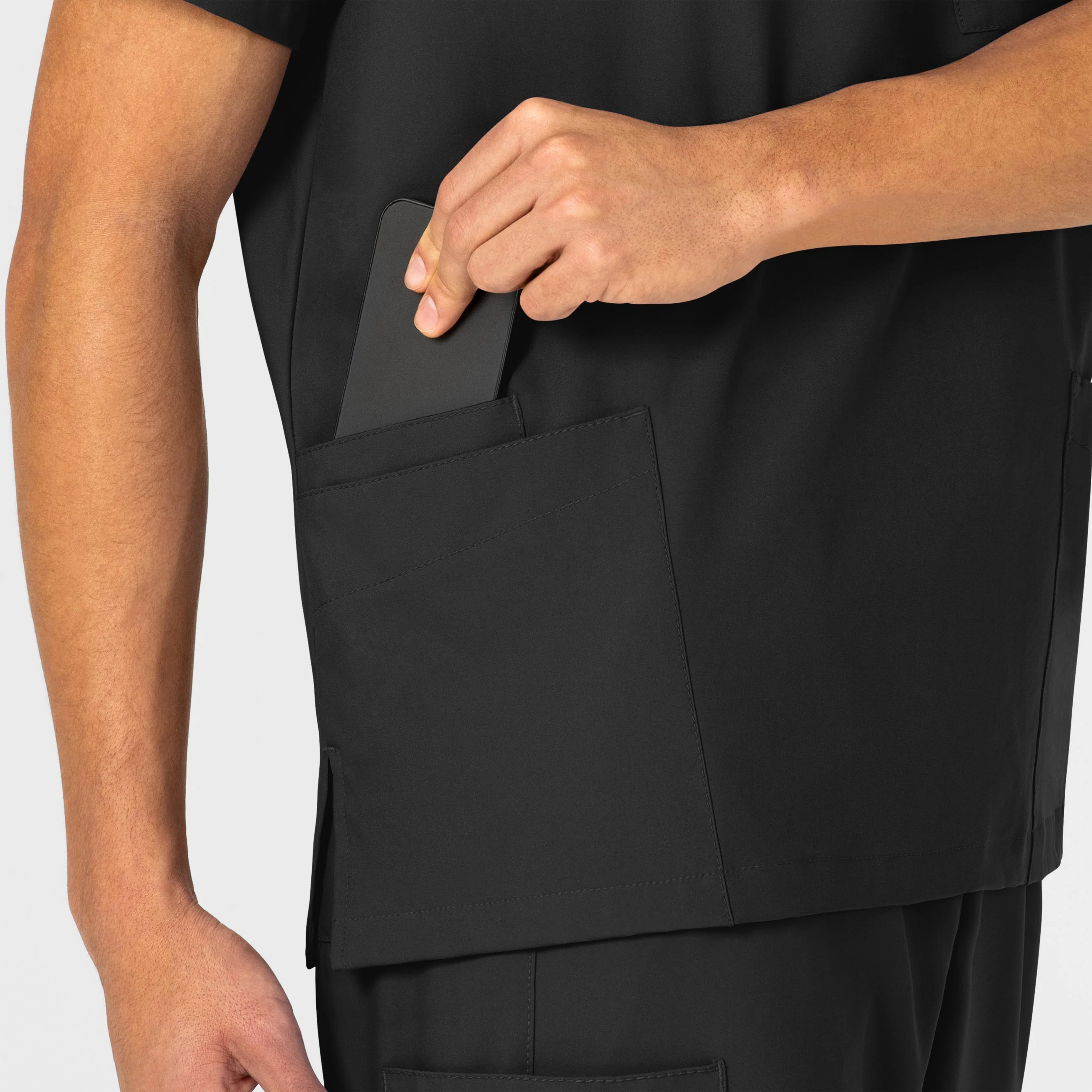 W123 Unisex 4 Pocket Utility Scrub Top - Black - Image 10