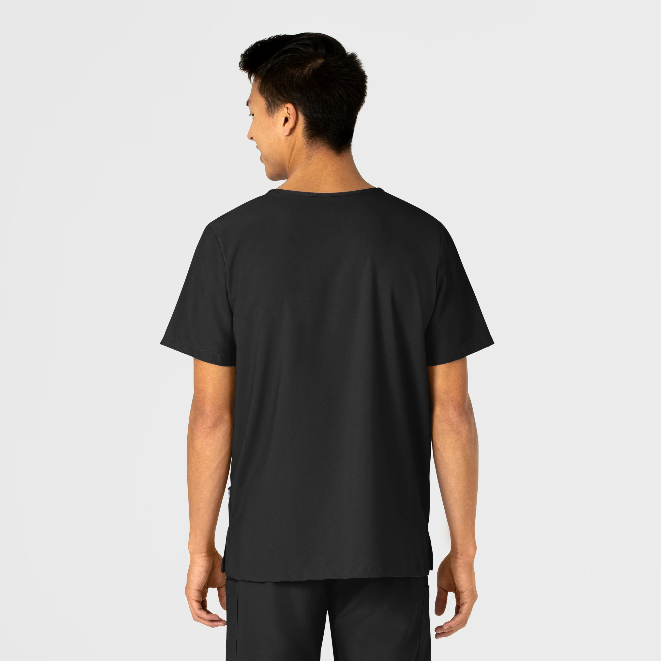 W123 Unisex 4 Pocket Utility Scrub Top - Black - Image 3