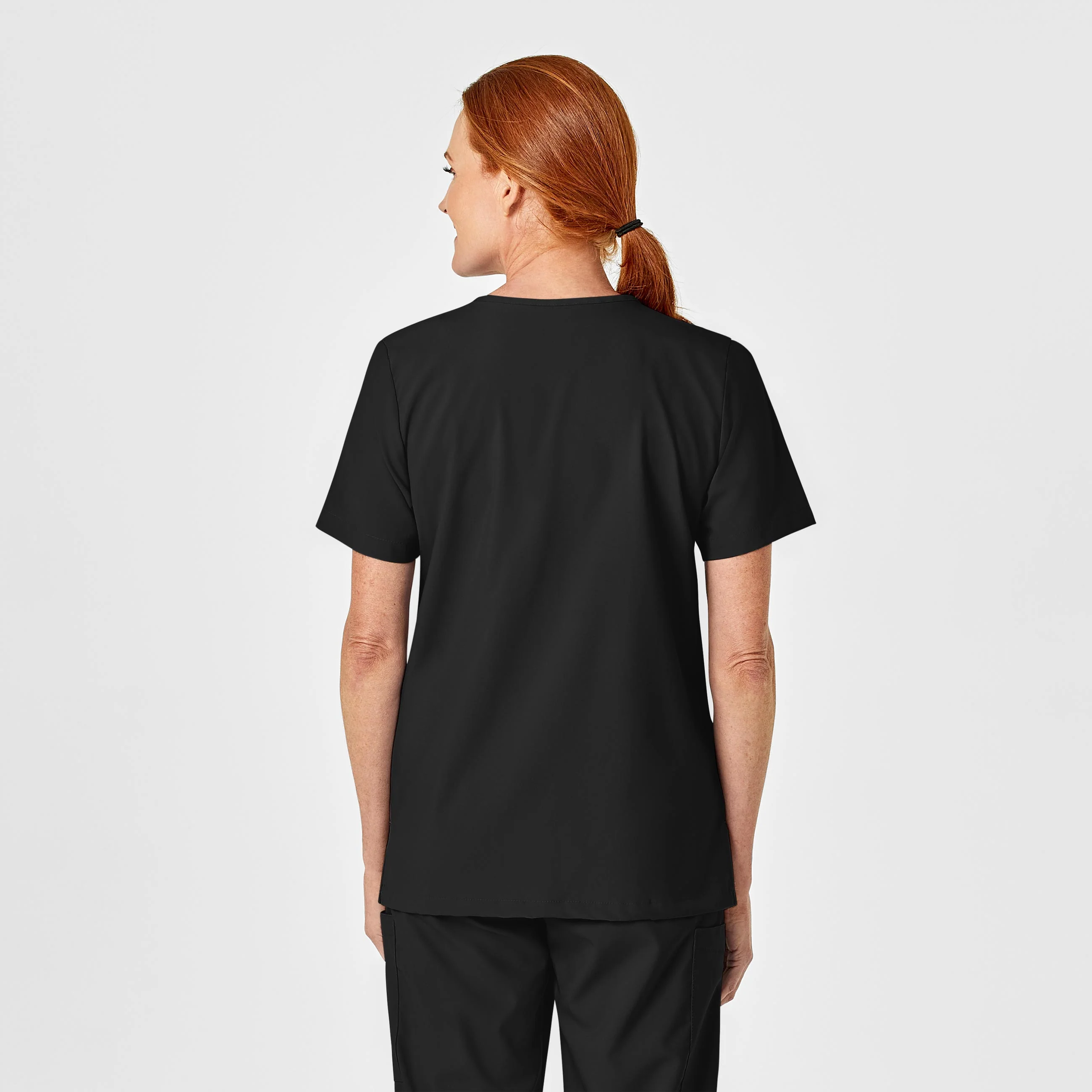 W123 Unisex 4 Pocket Utility Scrub Top - Black - Image 4