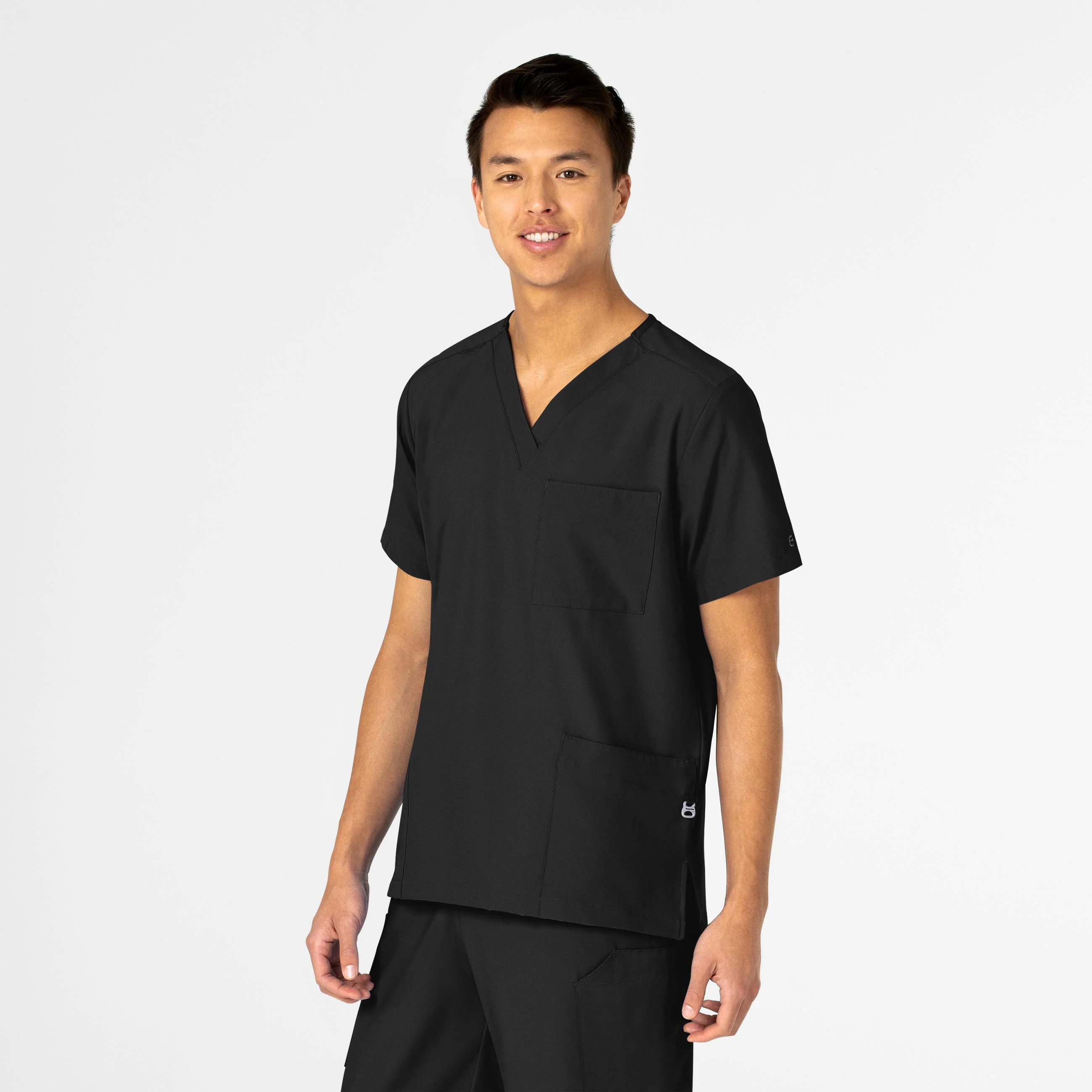 W123 Unisex 4 Pocket Utility Scrub Top - Black - Image 7