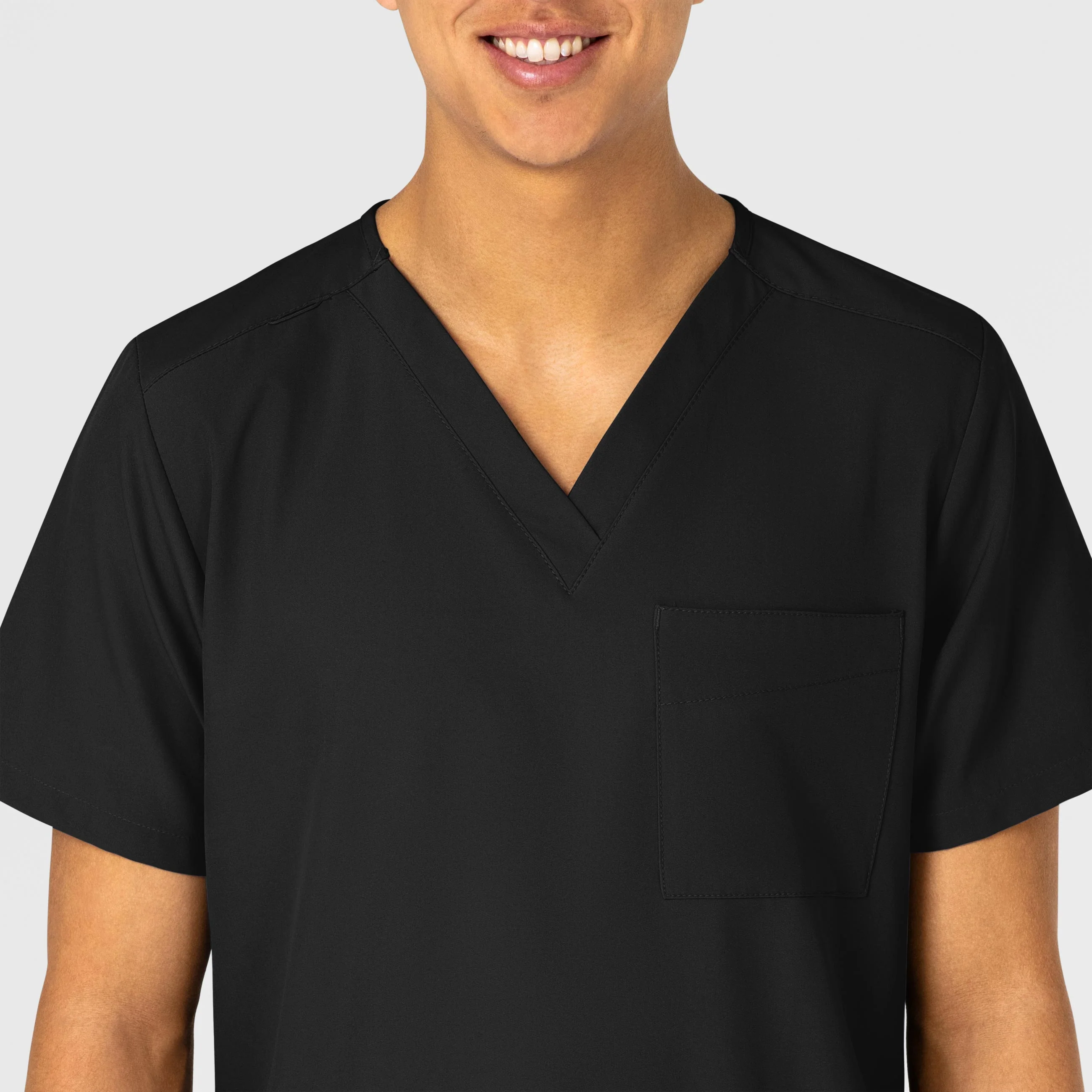 W123 Unisex 4 Pocket Utility Scrub Top - Black - Image 8