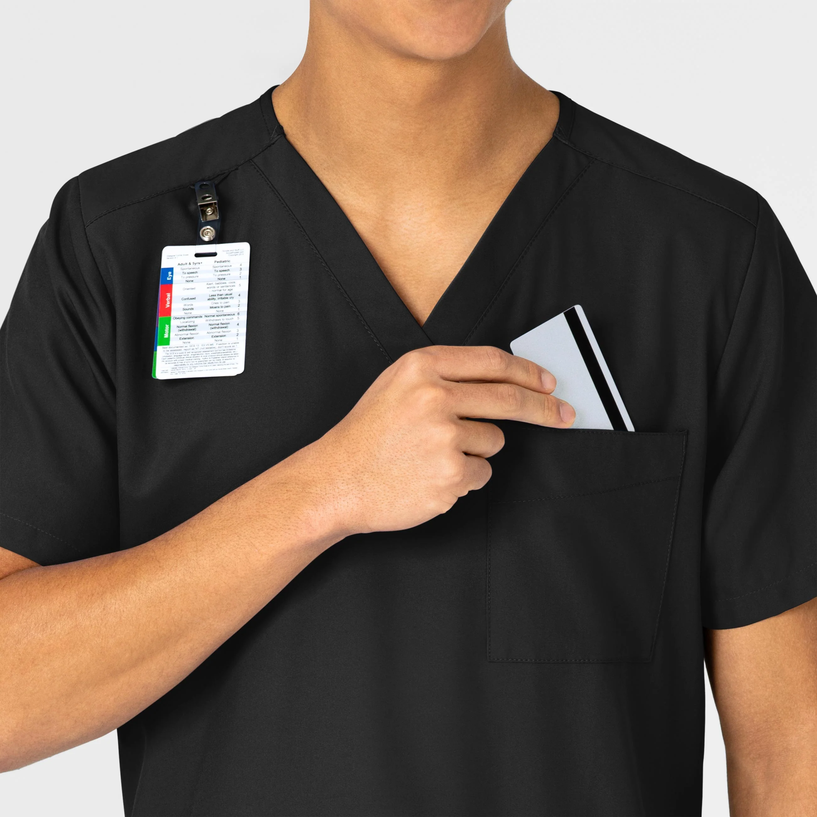 W123 Unisex 4 Pocket Utility Scrub Top - Black - Image 9