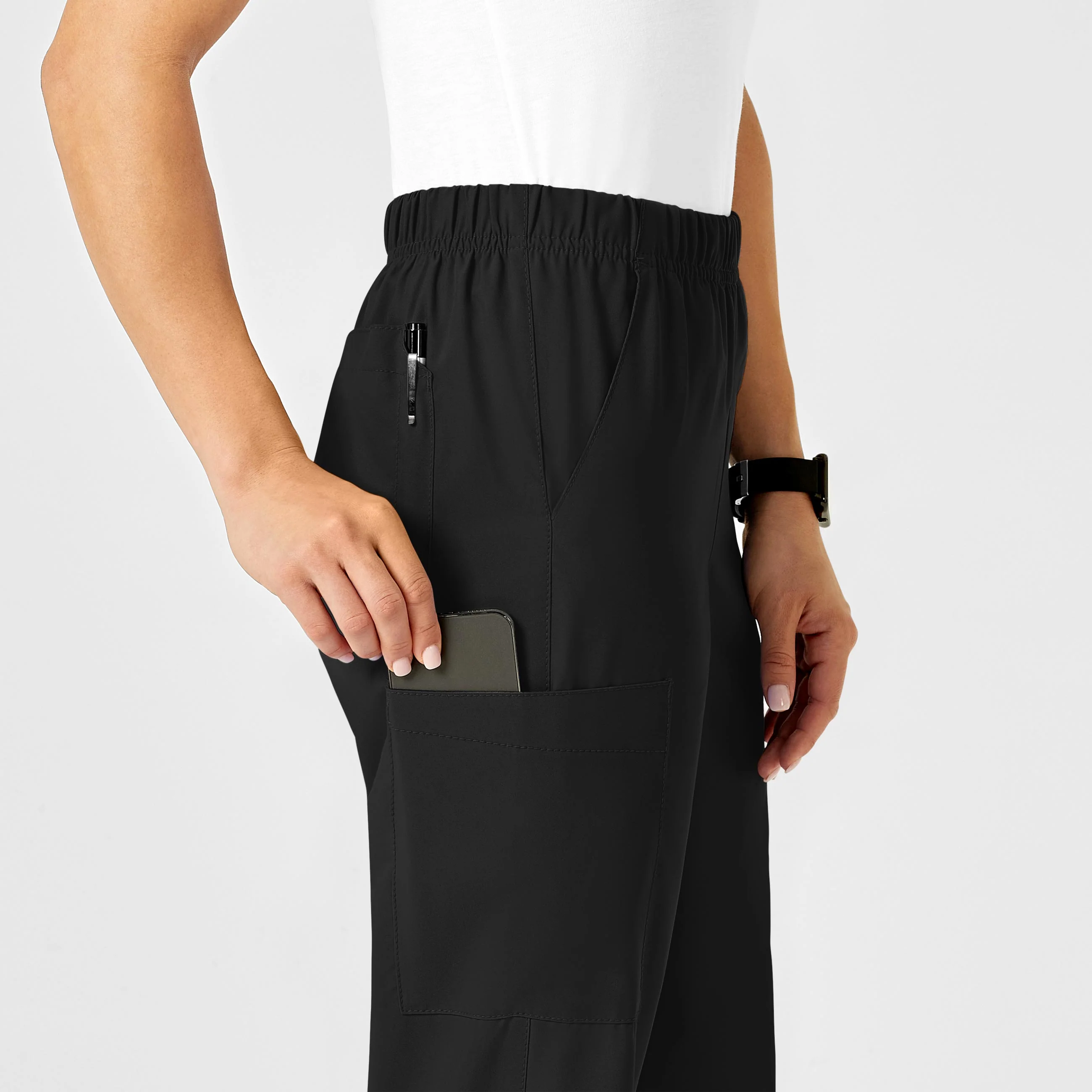 W123 Unisex Multi-Cargo Scrub Pant - Black - Image 10