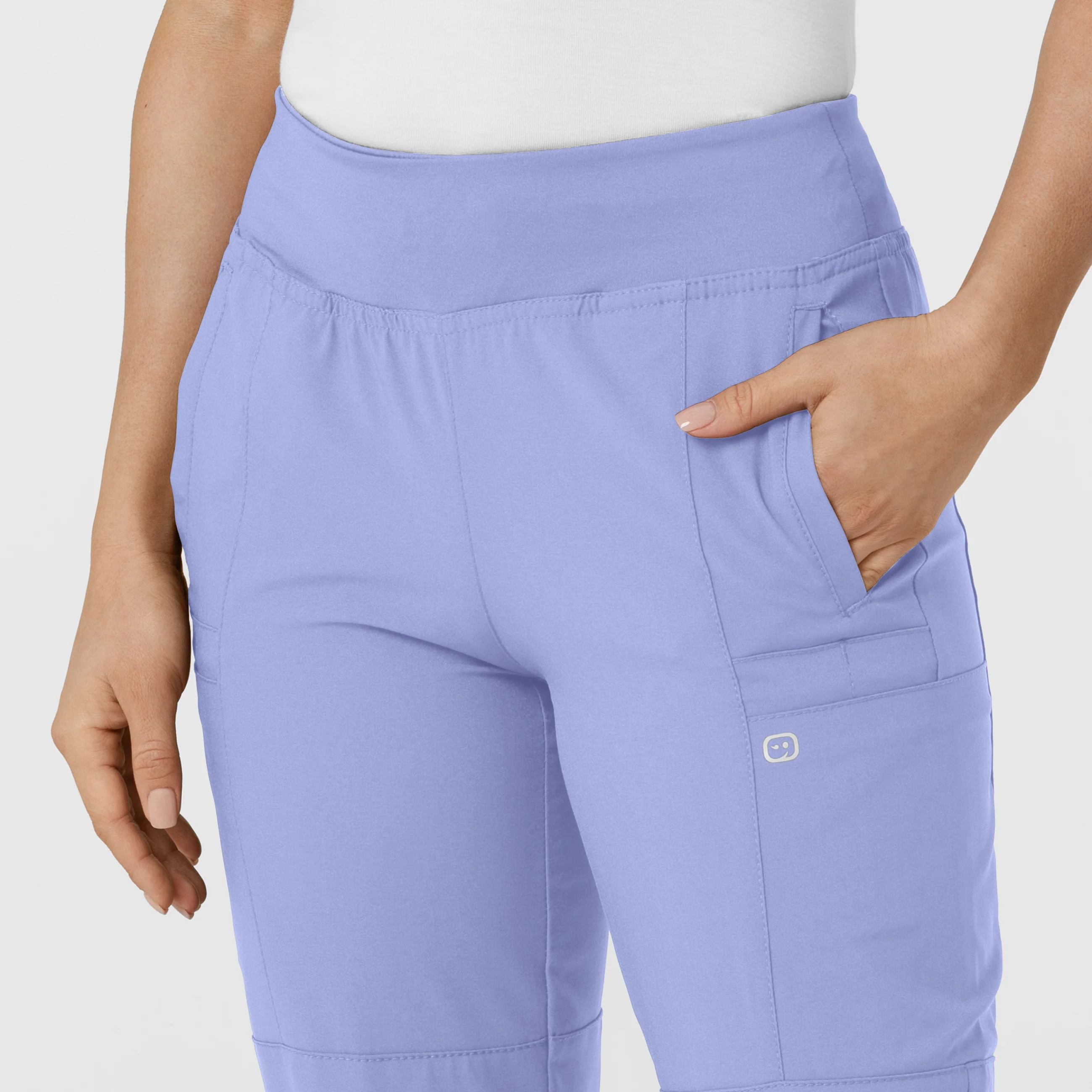 W123 Women's Comfort Waist Cargo Jogger Scrub Pant - Ceil Blue - Image 5