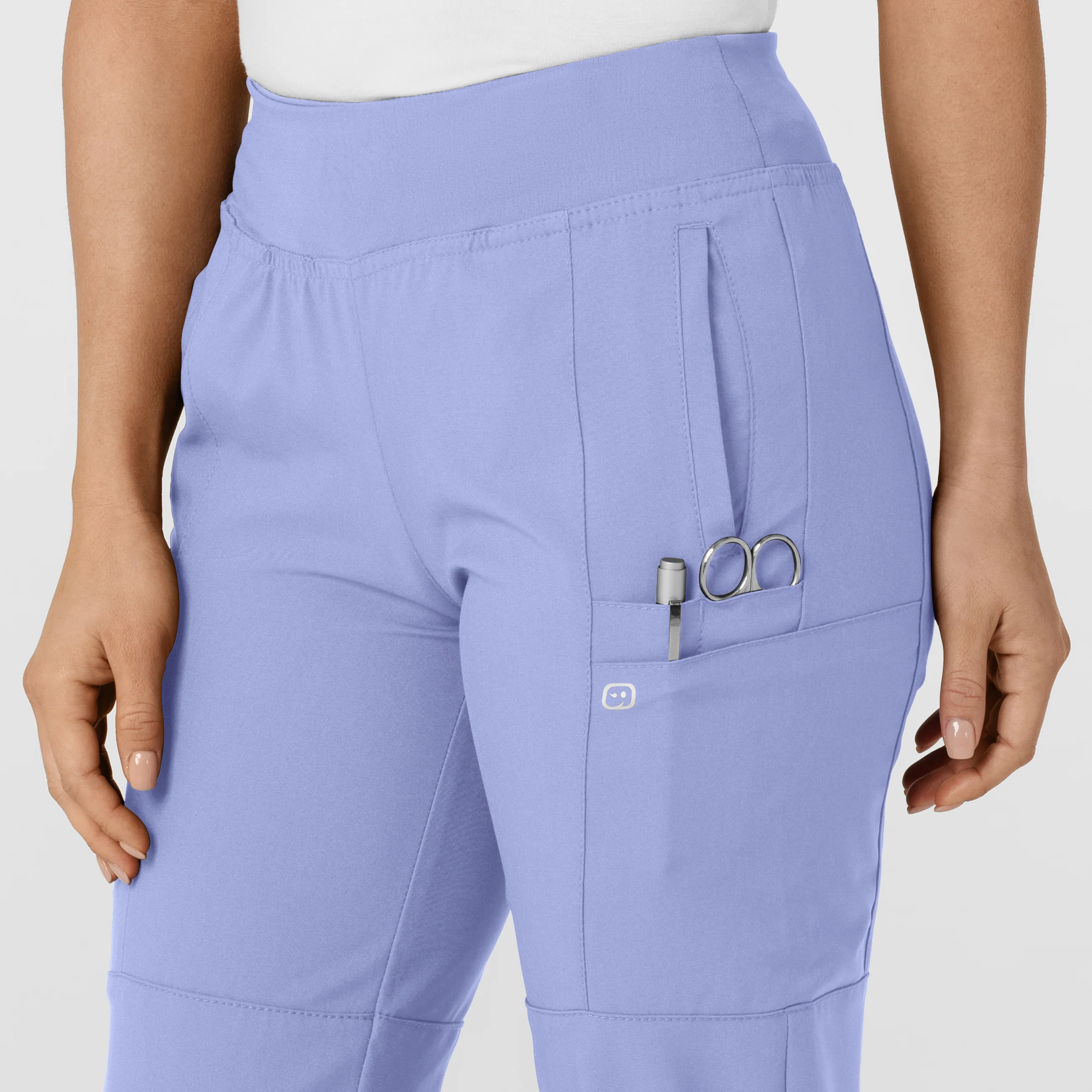 W123 Women's Comfort Waist Cargo Jogger Scrub Pant - Ceil Blue - Image 6