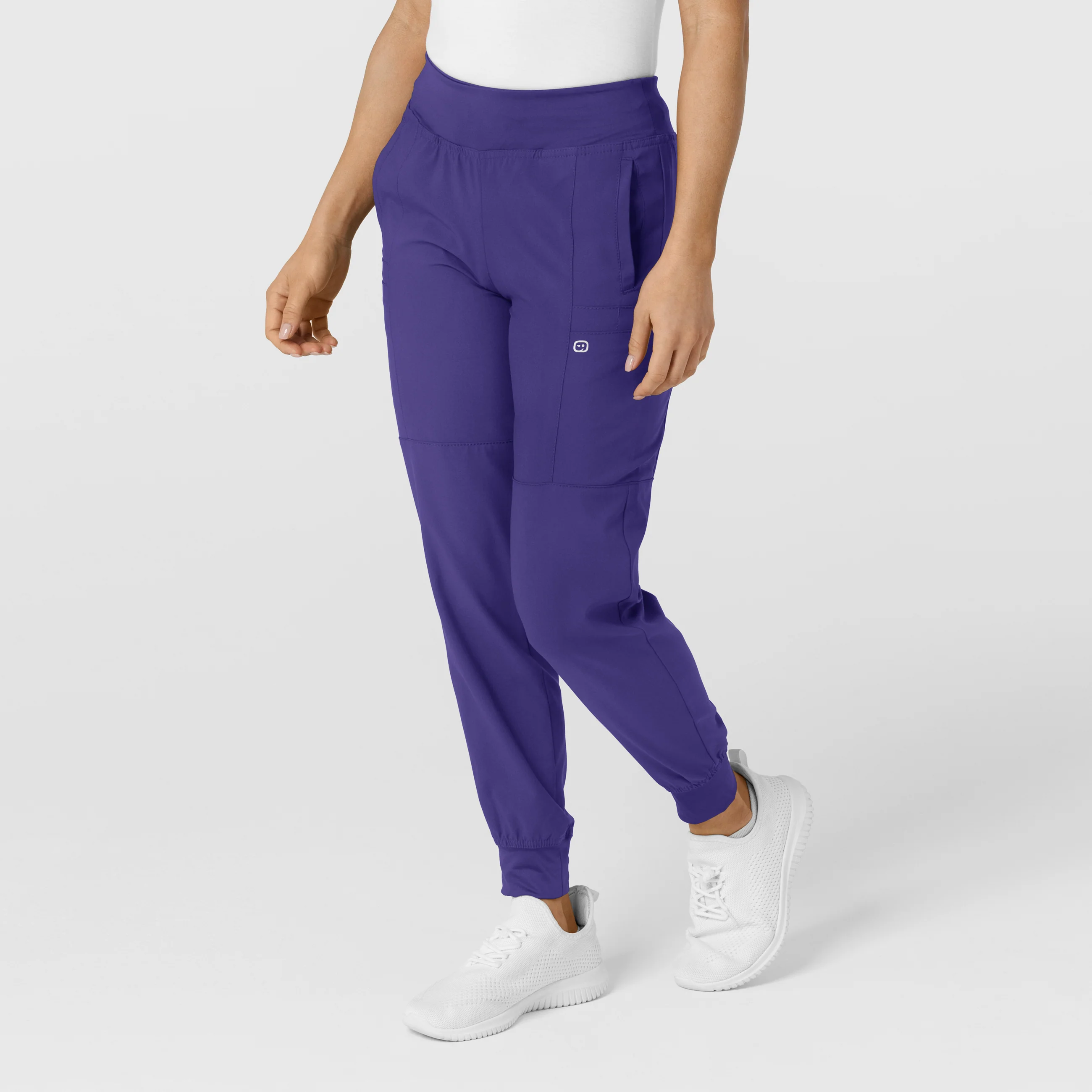 W123 Women's Comfort Waist Cargo Jogger Scrub Pant - Grape - Image 4