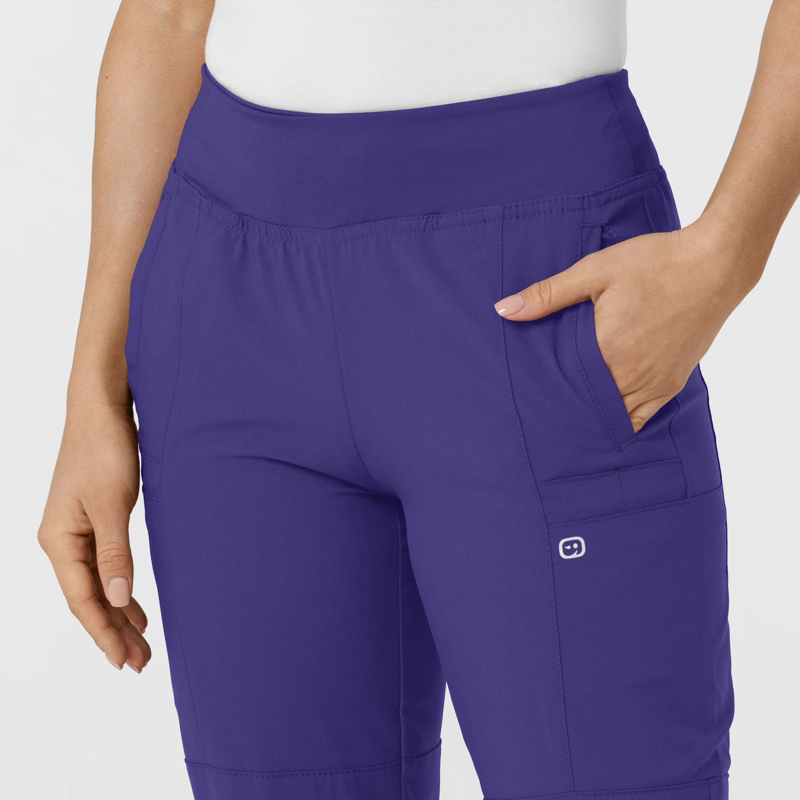 W123 Women's Comfort Waist Cargo Jogger Scrub Pant - Grape - Image 5