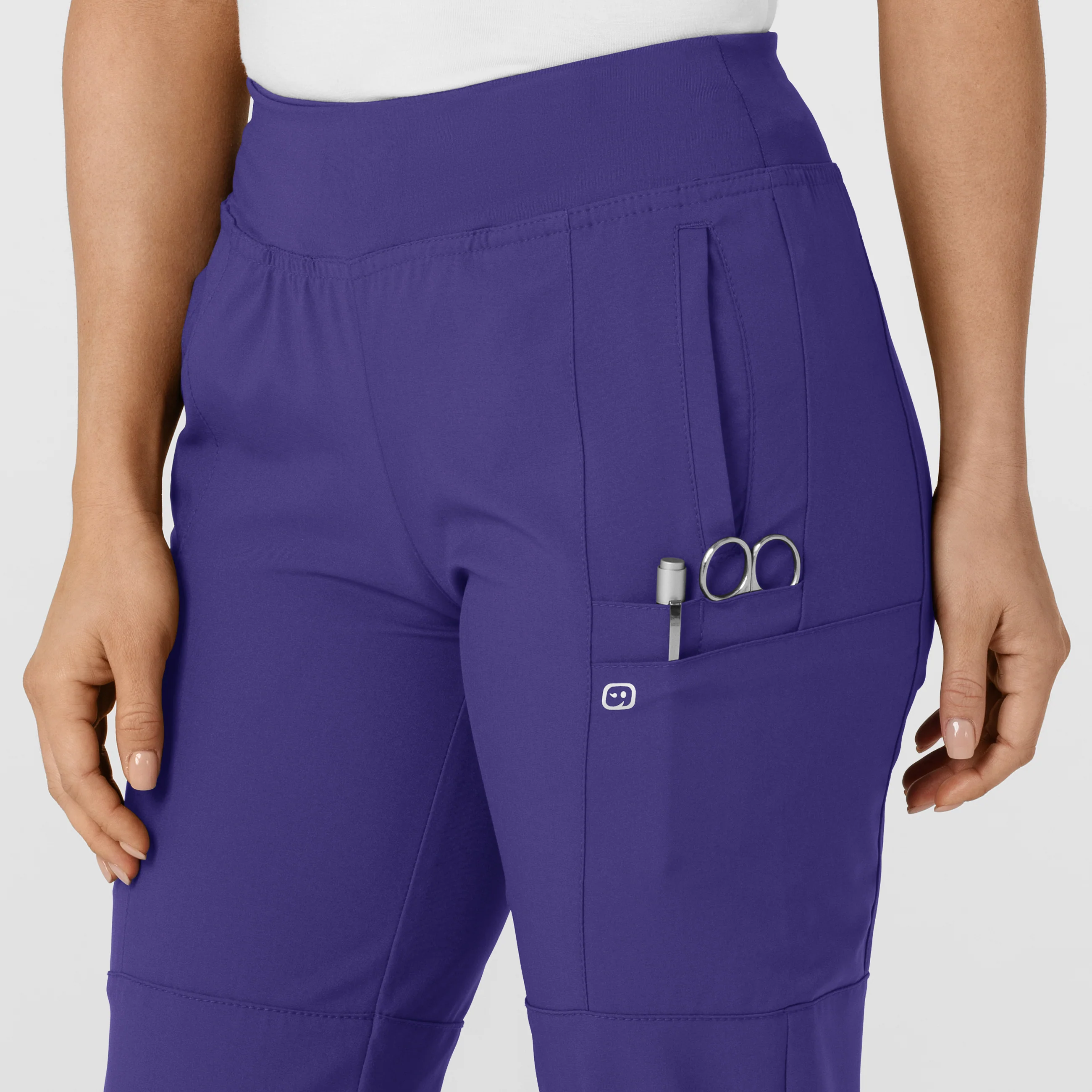 W123 Women's Comfort Waist Cargo Jogger Scrub Pant - Grape - Image 6