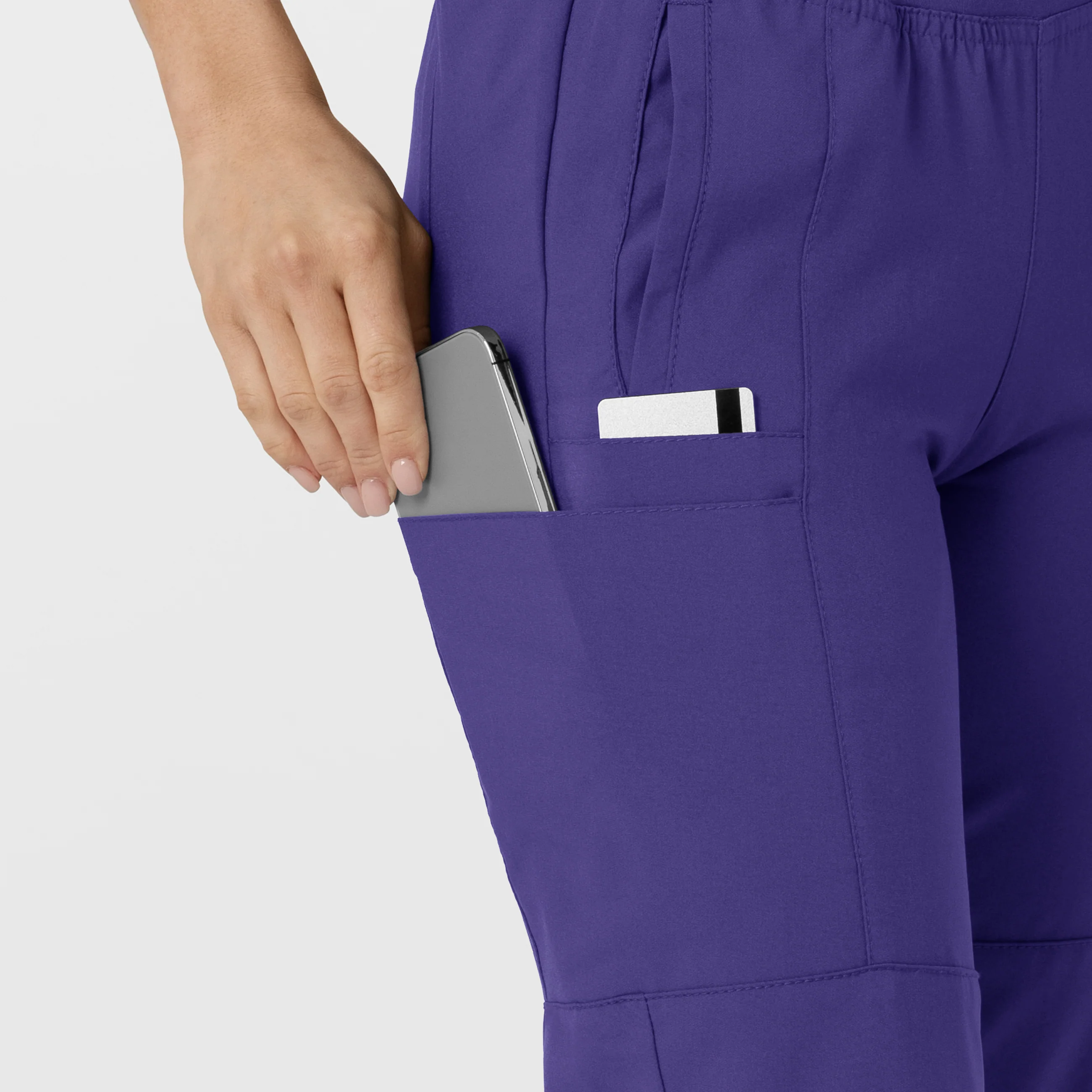W123 Women's Comfort Waist Cargo Jogger Scrub Pant - Grape - Image 7