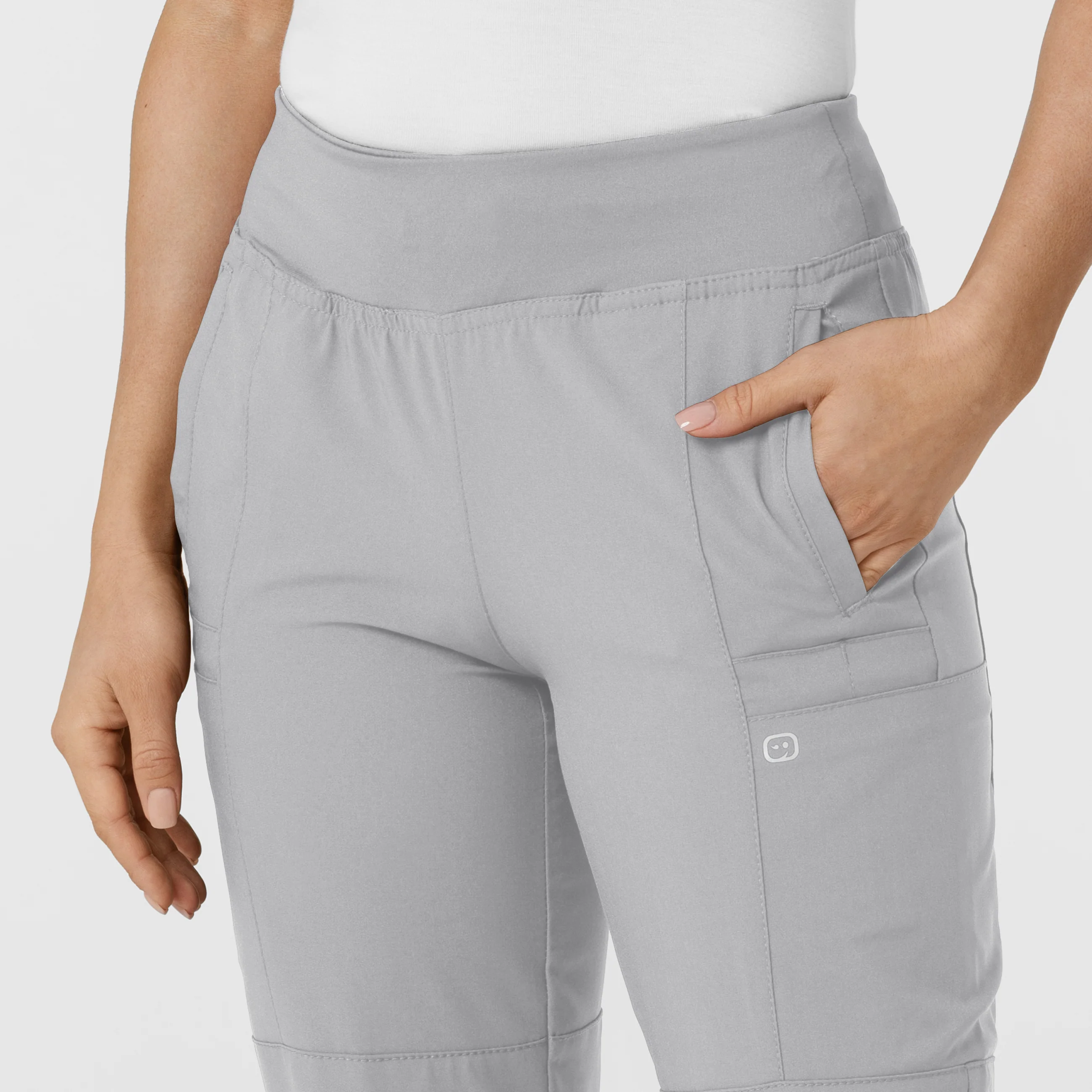 W123 Women's Comfort Waist Cargo Jogger Scrub Pant - Grey - Image 5