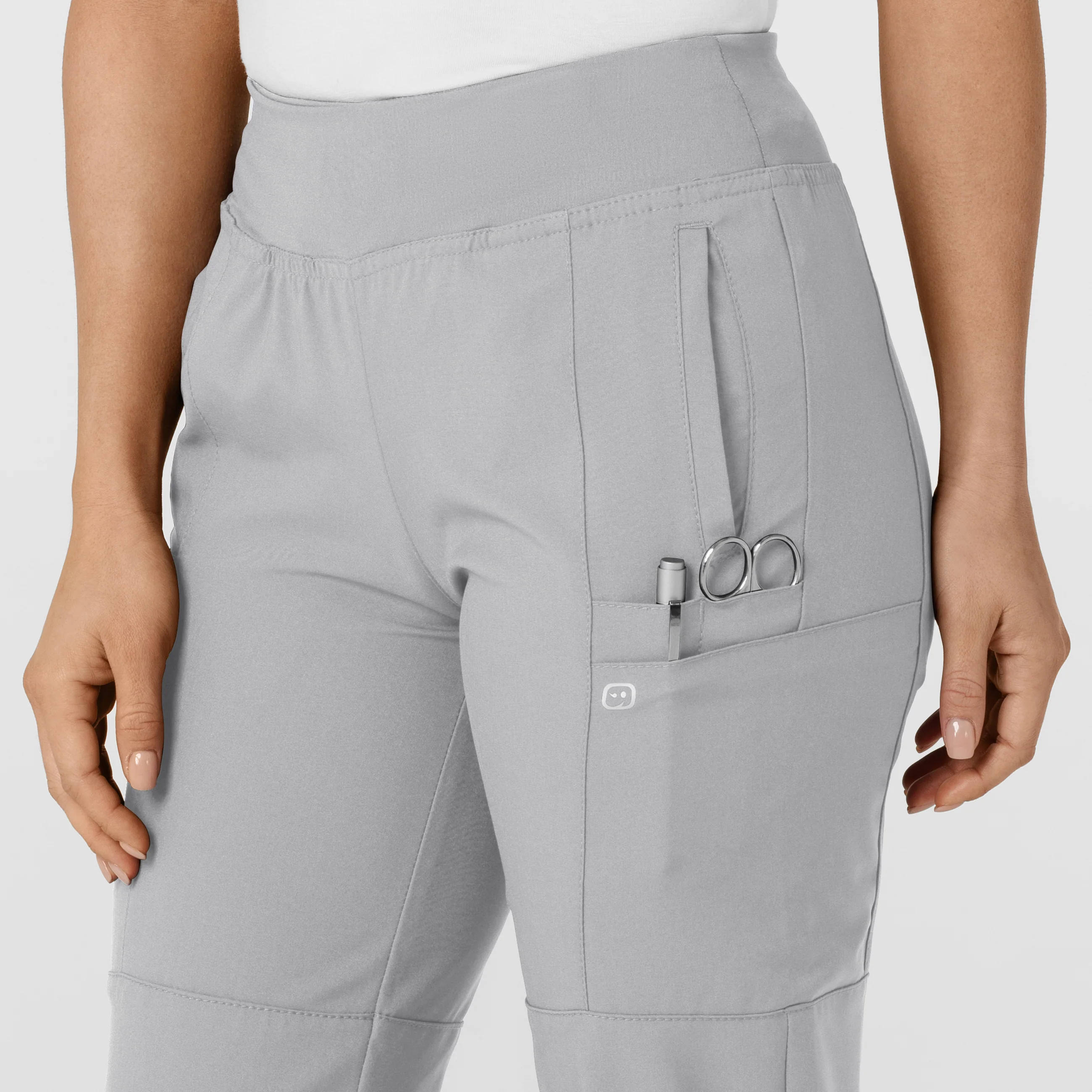 W123 Women's Comfort Waist Cargo Jogger Scrub Pant - Grey - Image 6