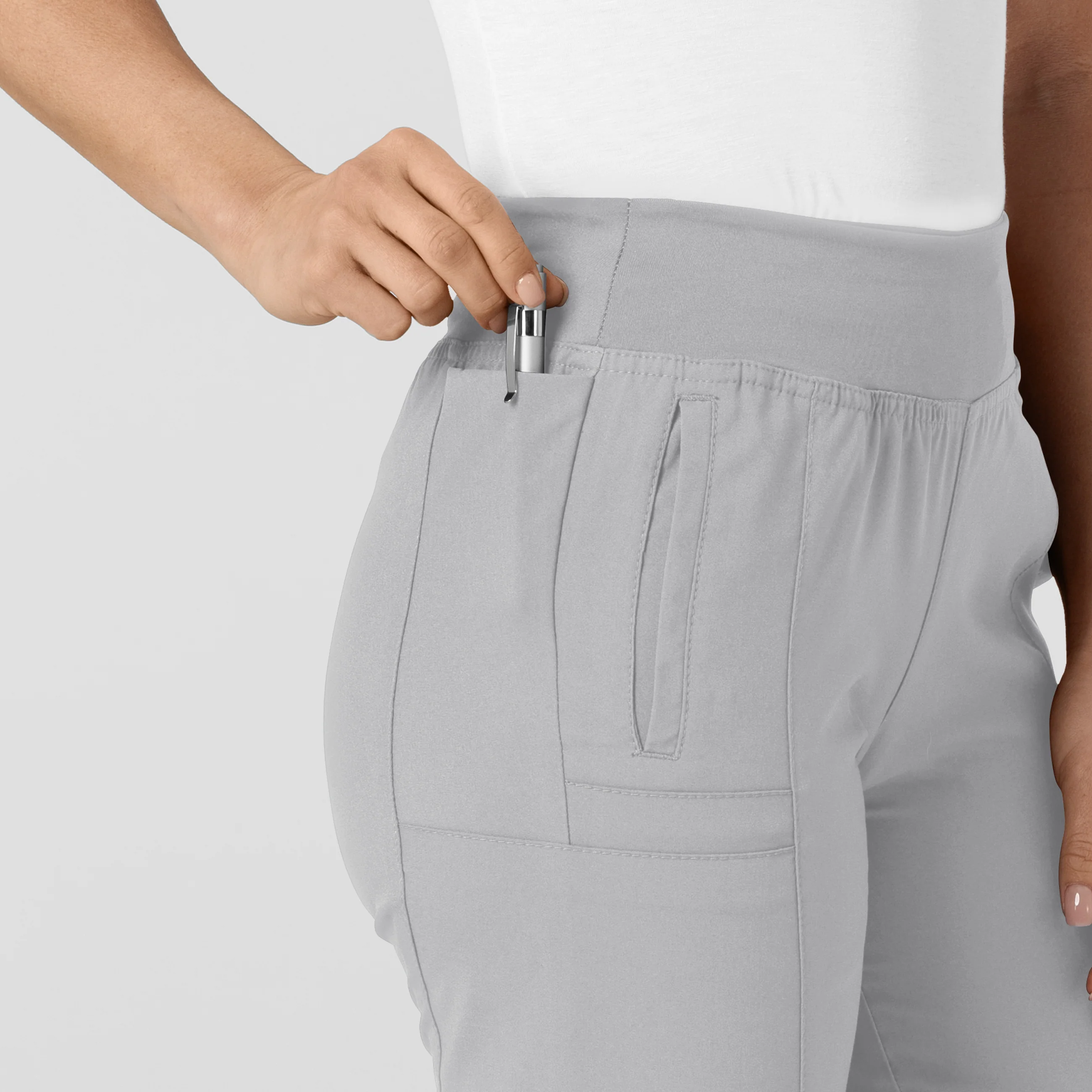 W123 Women's Comfort Waist Cargo Jogger Scrub Pant - Grey - Image 8