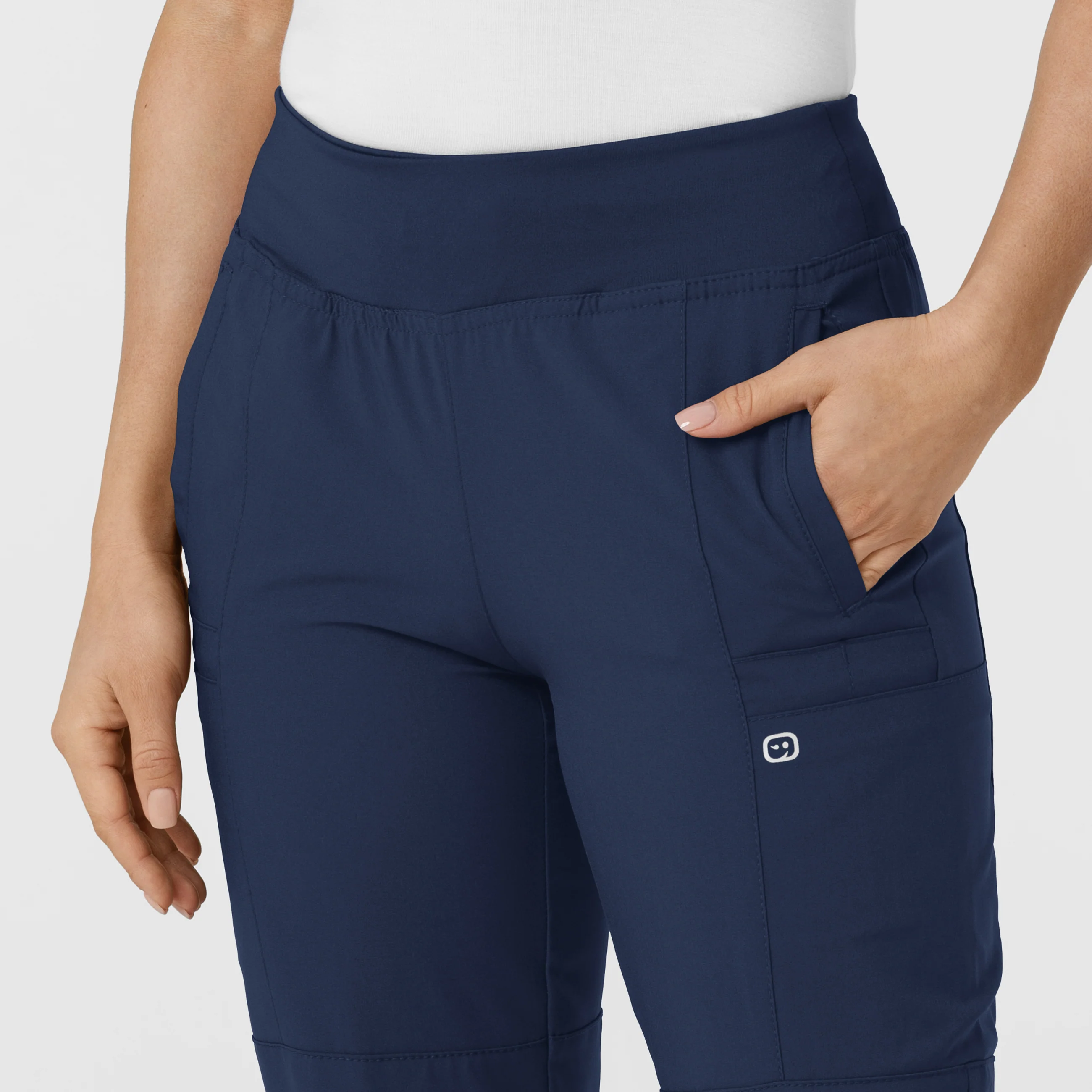 W123 Women's Comfort Waist Cargo Jogger Scrub Pant - Navy - Image 5