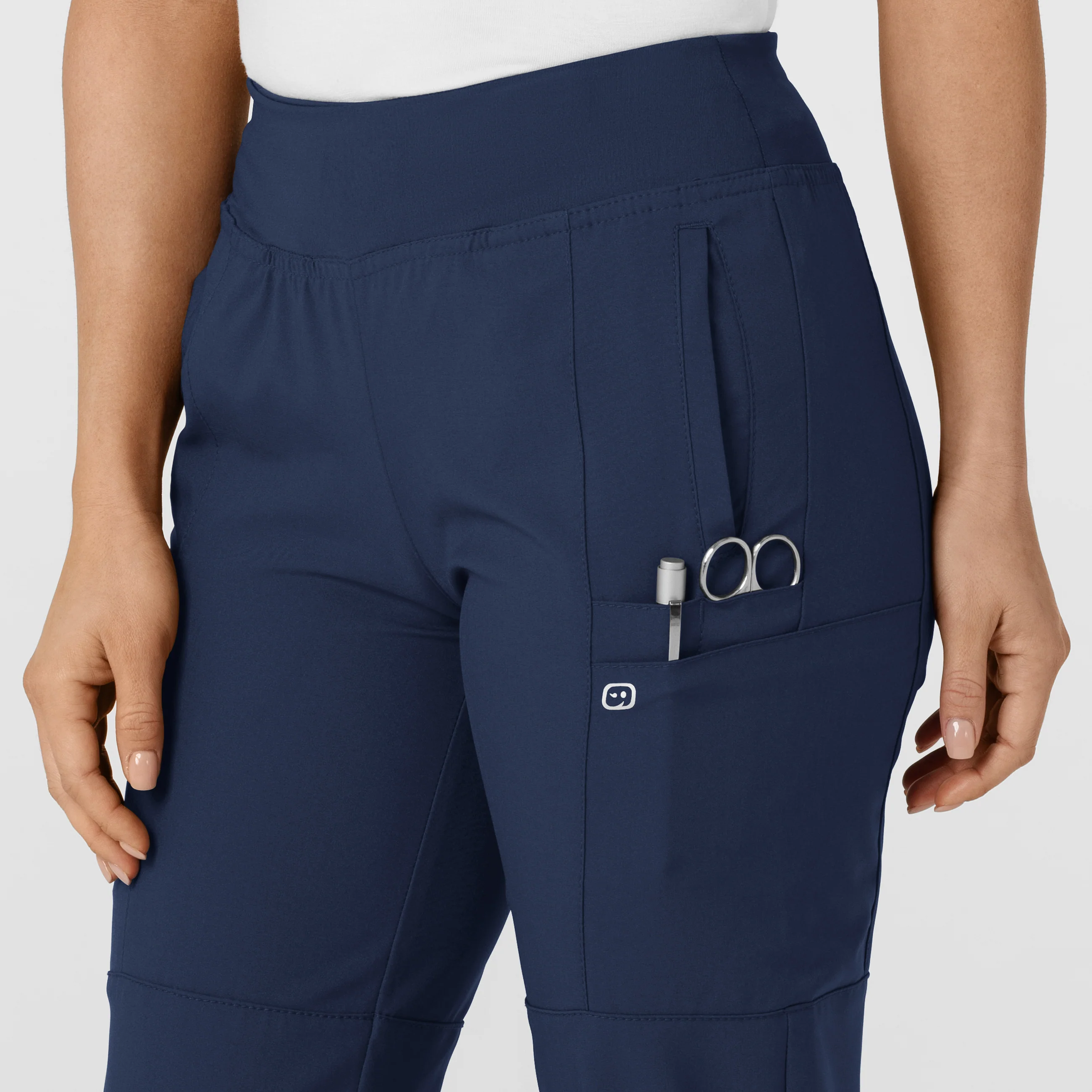 W123 Women's Comfort Waist Cargo Jogger Scrub Pant - Navy - Image 6