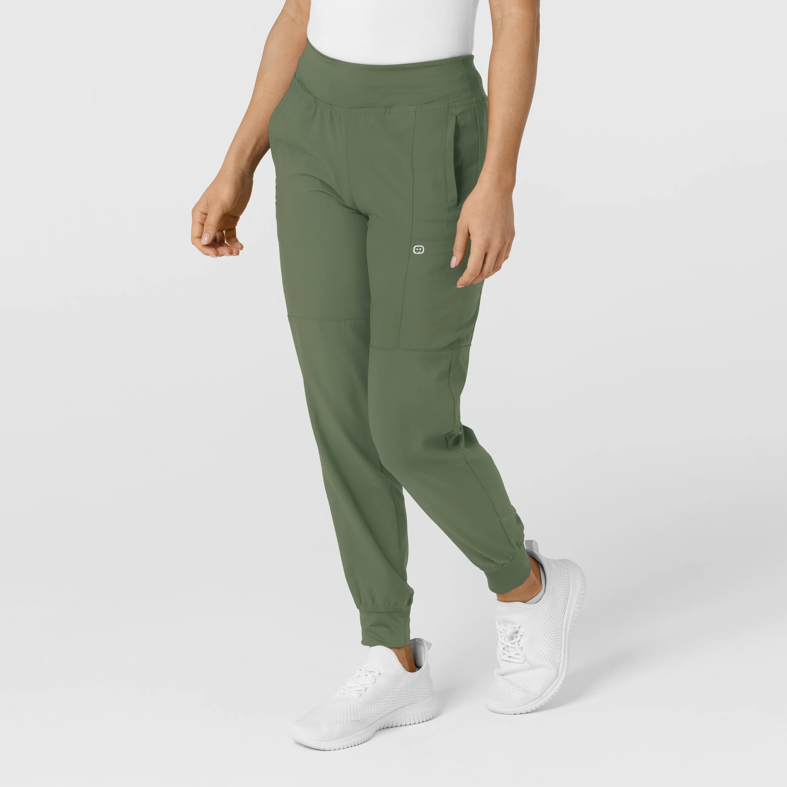 W123 Women's Comfort Waist Cargo Jogger Scrub Pant - Olive - Image 4