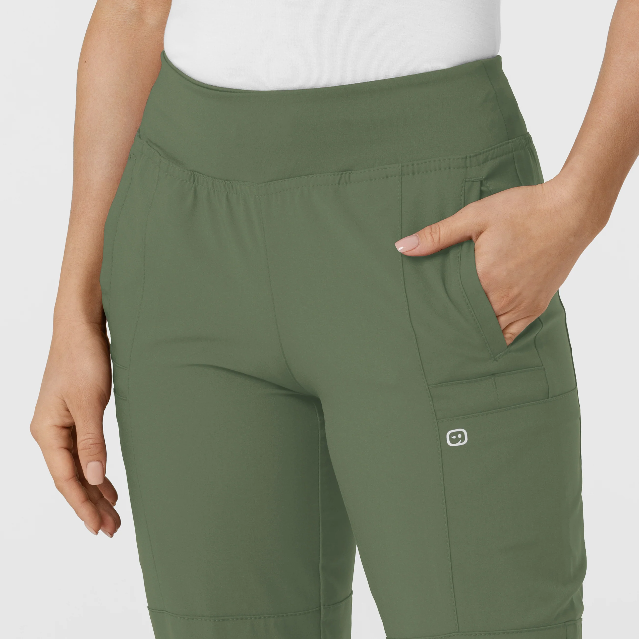 W123 Women's Comfort Waist Cargo Jogger Scrub Pant - Olive - Image 5