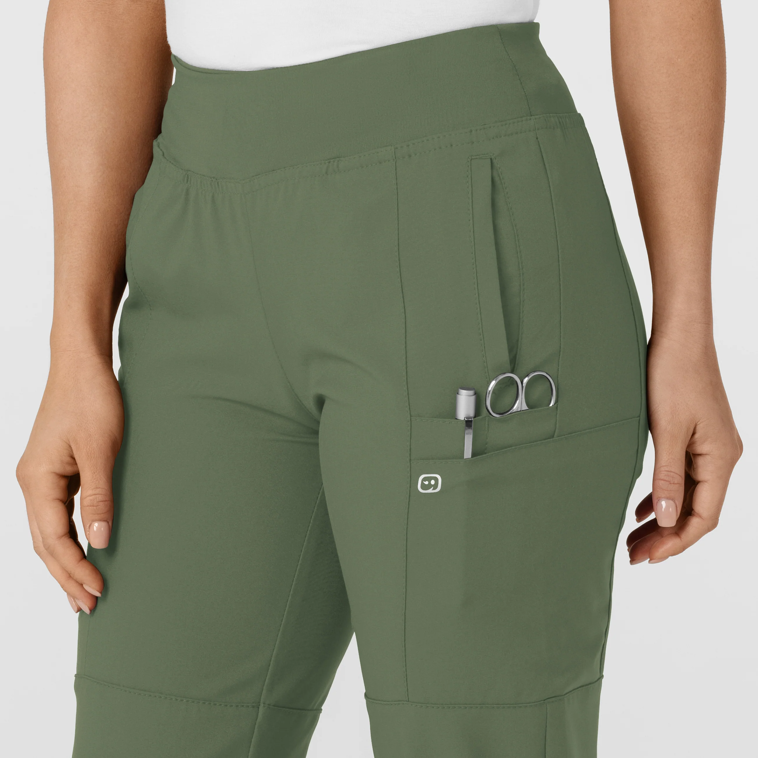 W123 Women's Comfort Waist Cargo Jogger Scrub Pant - Olive - Image 6