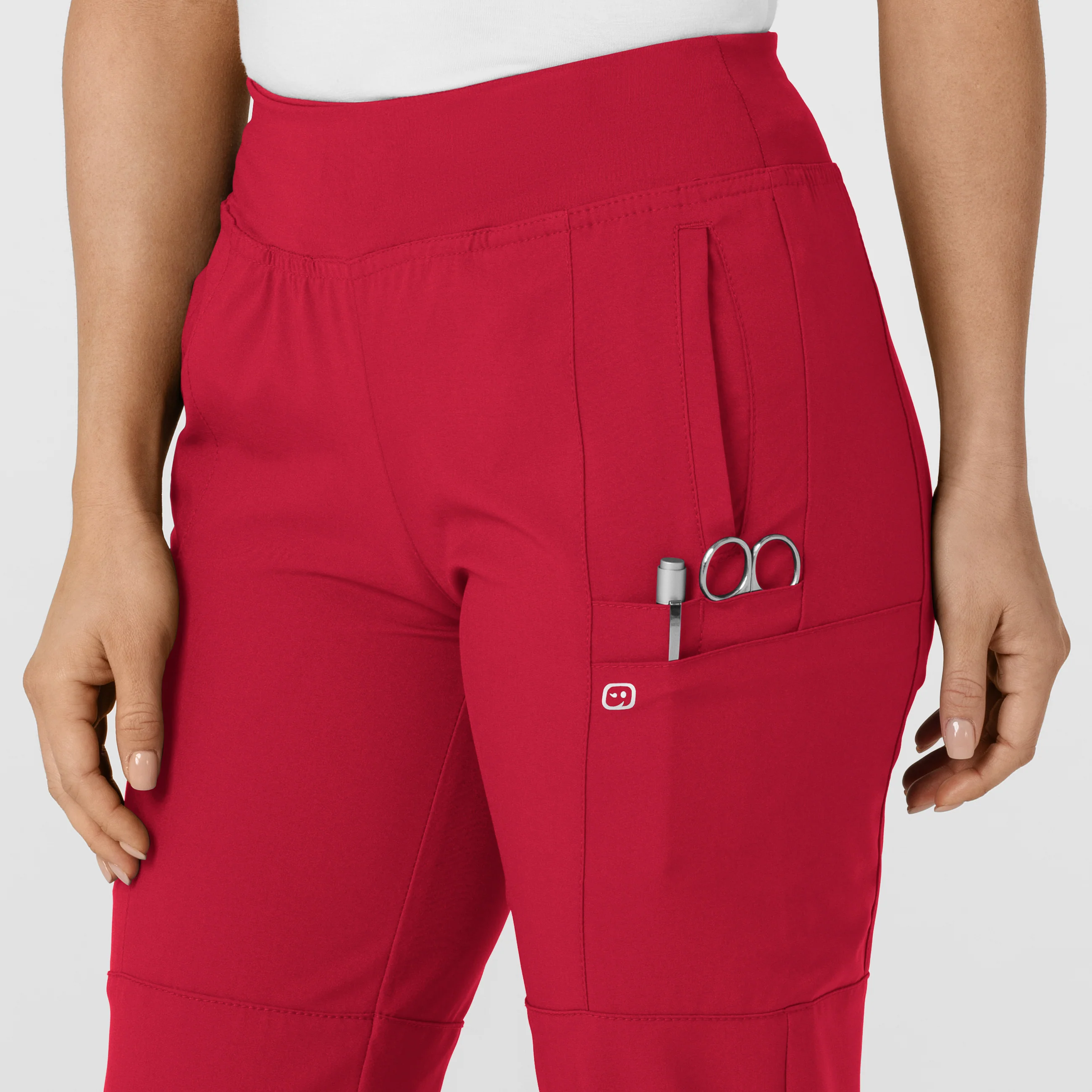 W123 Women's Comfort Waist Cargo Jogger Scrub Pant - Red - Image 6