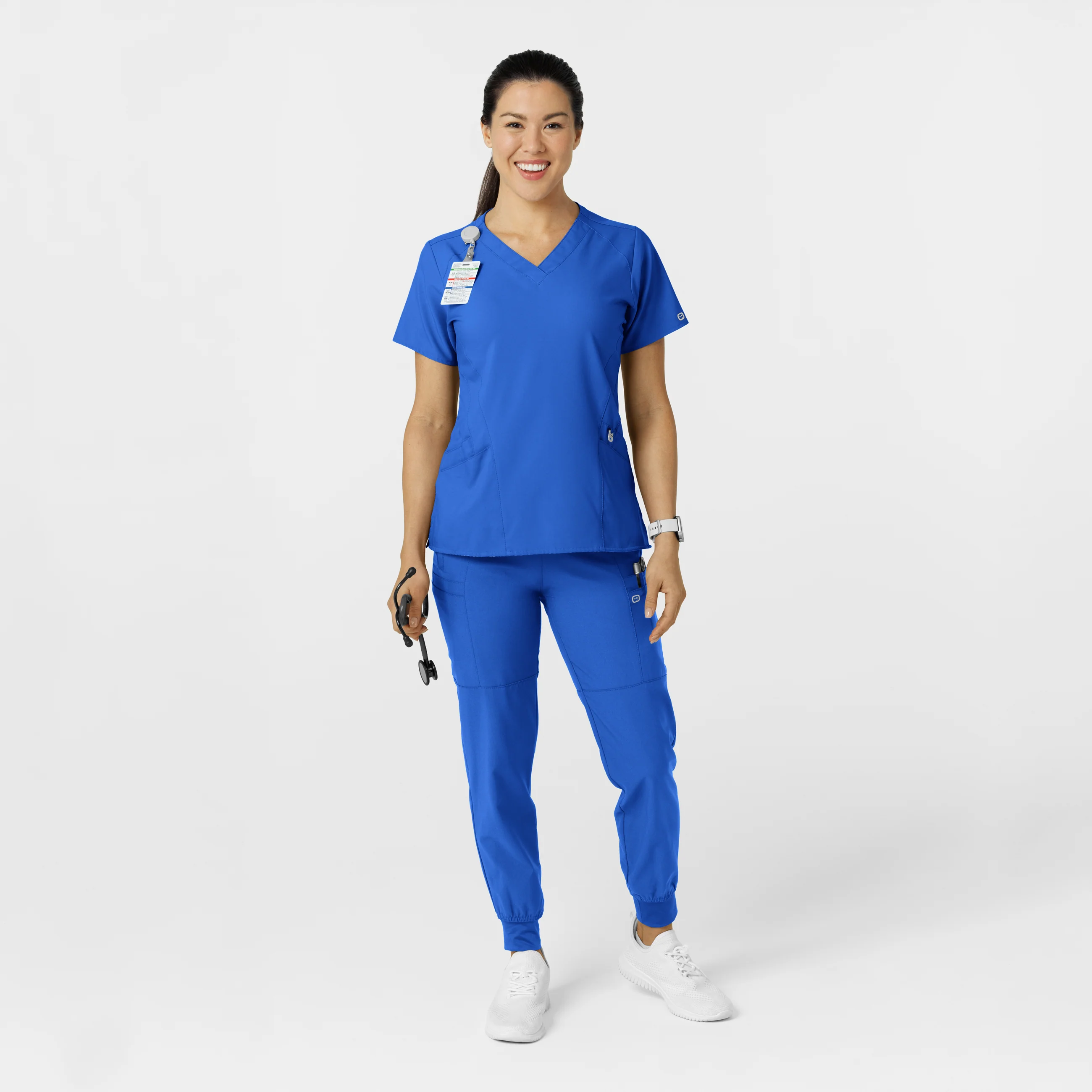 W123 Women's Comfort Waist Cargo Jogger Scrub Pant - Royal - Image 3