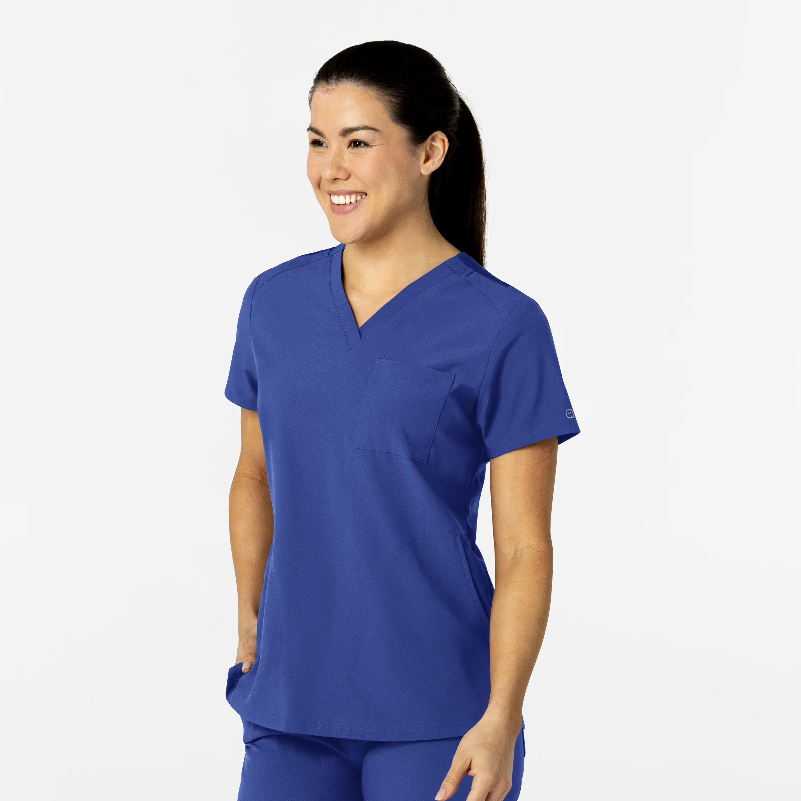 W123 Women's Flex-n-Reach V-Neck Scrub Top - Galaxy Blue - Image 4