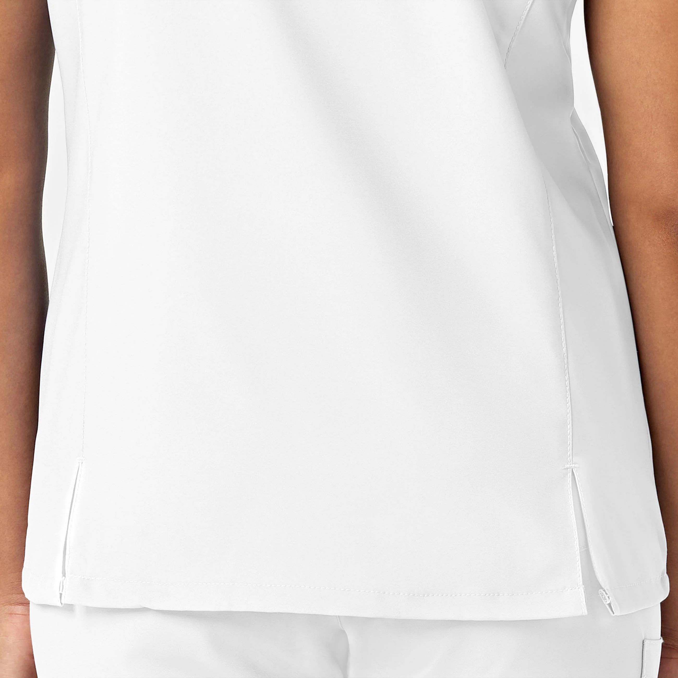 W123 Women's Y-Neck Wrap Scrub Top - White - Image 8
