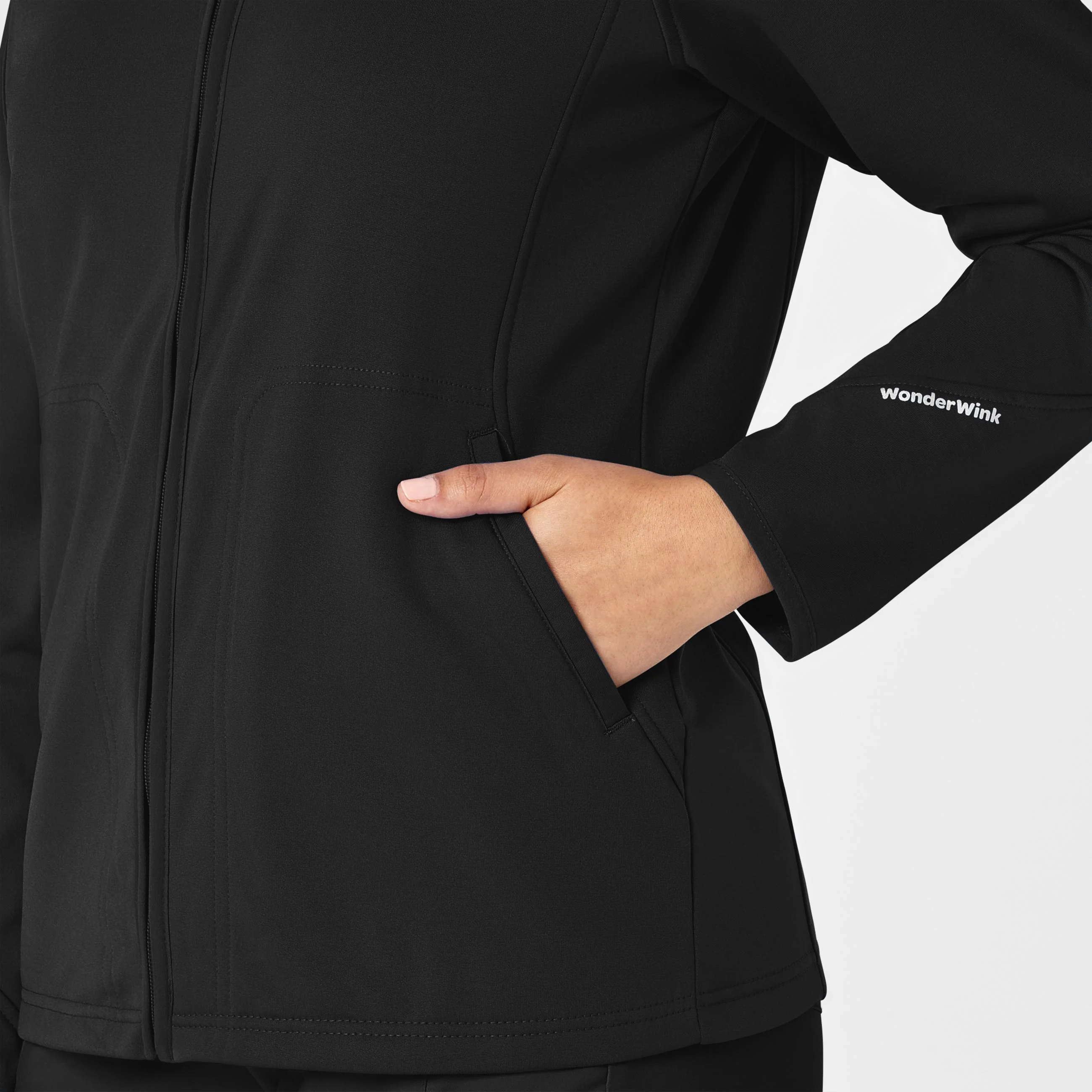 Women's Fleece Full Zip Jacket - Black - Image 7