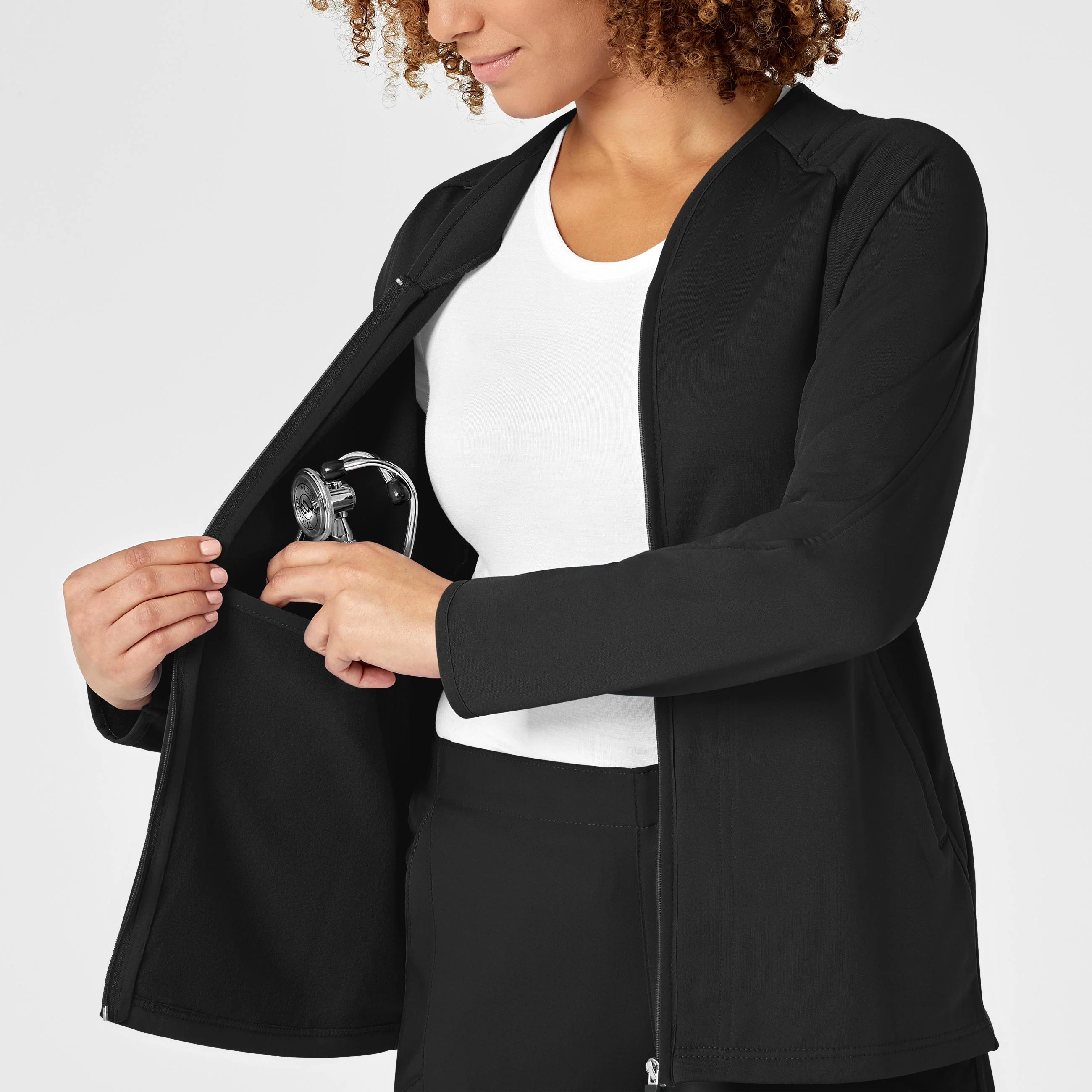 Women's Fleece Full Zip Jacket - Black - Image 8