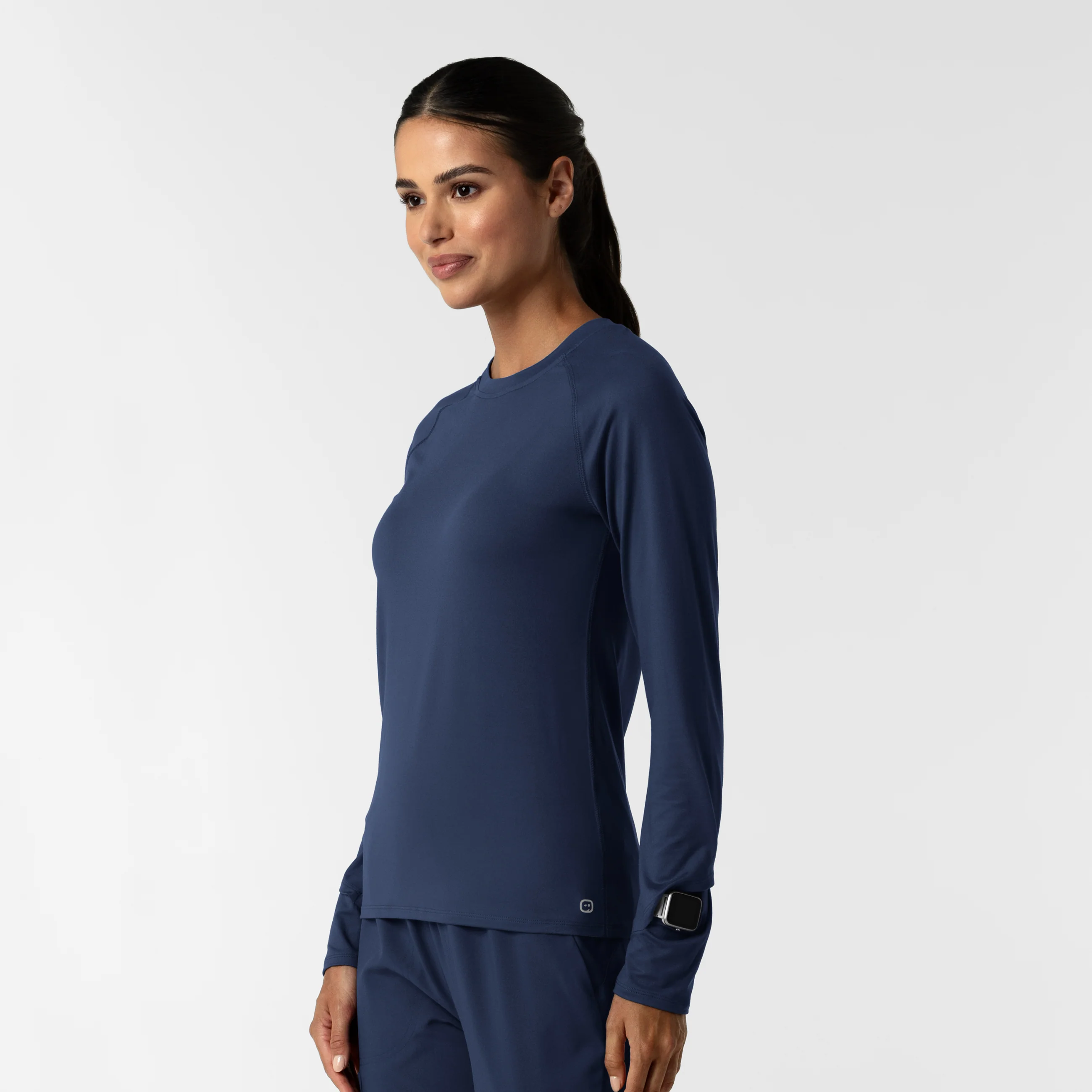 Women's Watch Window Long Sleeve Underscrub Top - Navy - Image 4