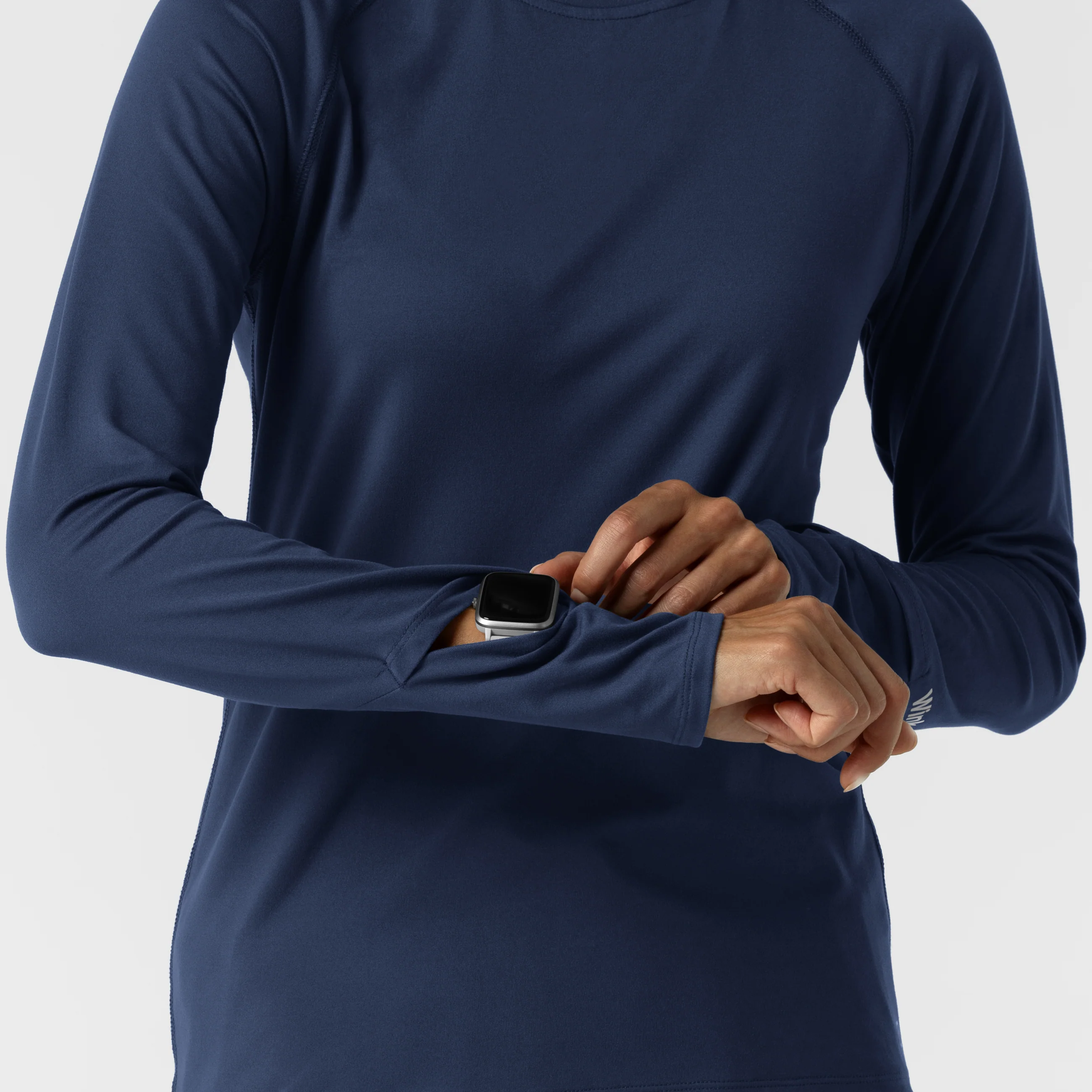 Women's Watch Window Long Sleeve Underscrub Top - Navy - Image 7