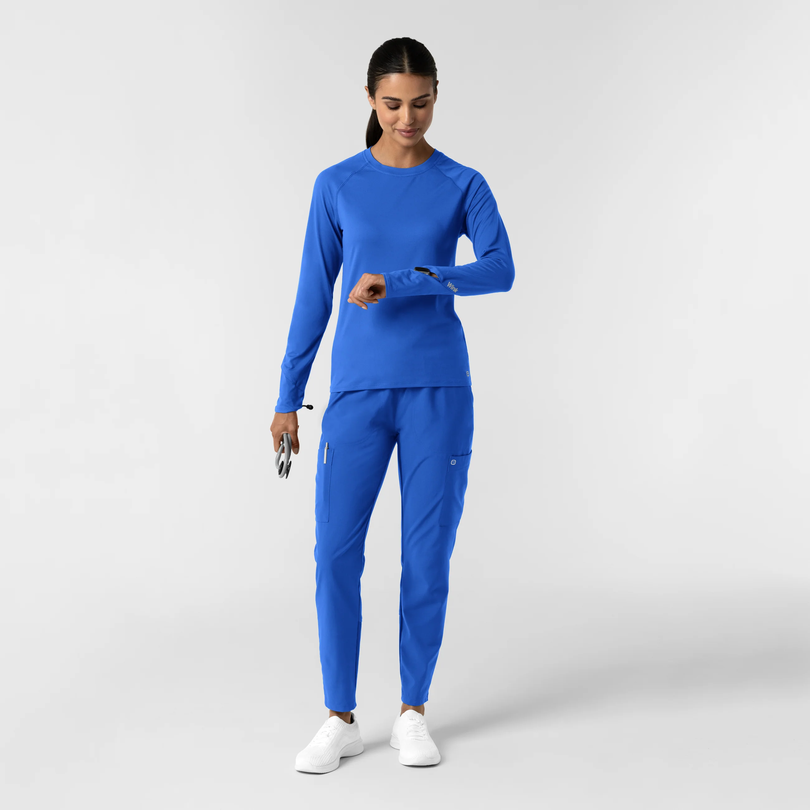 Women's Watch Window Long Sleeve Underscrub Top - Royal - Image 3