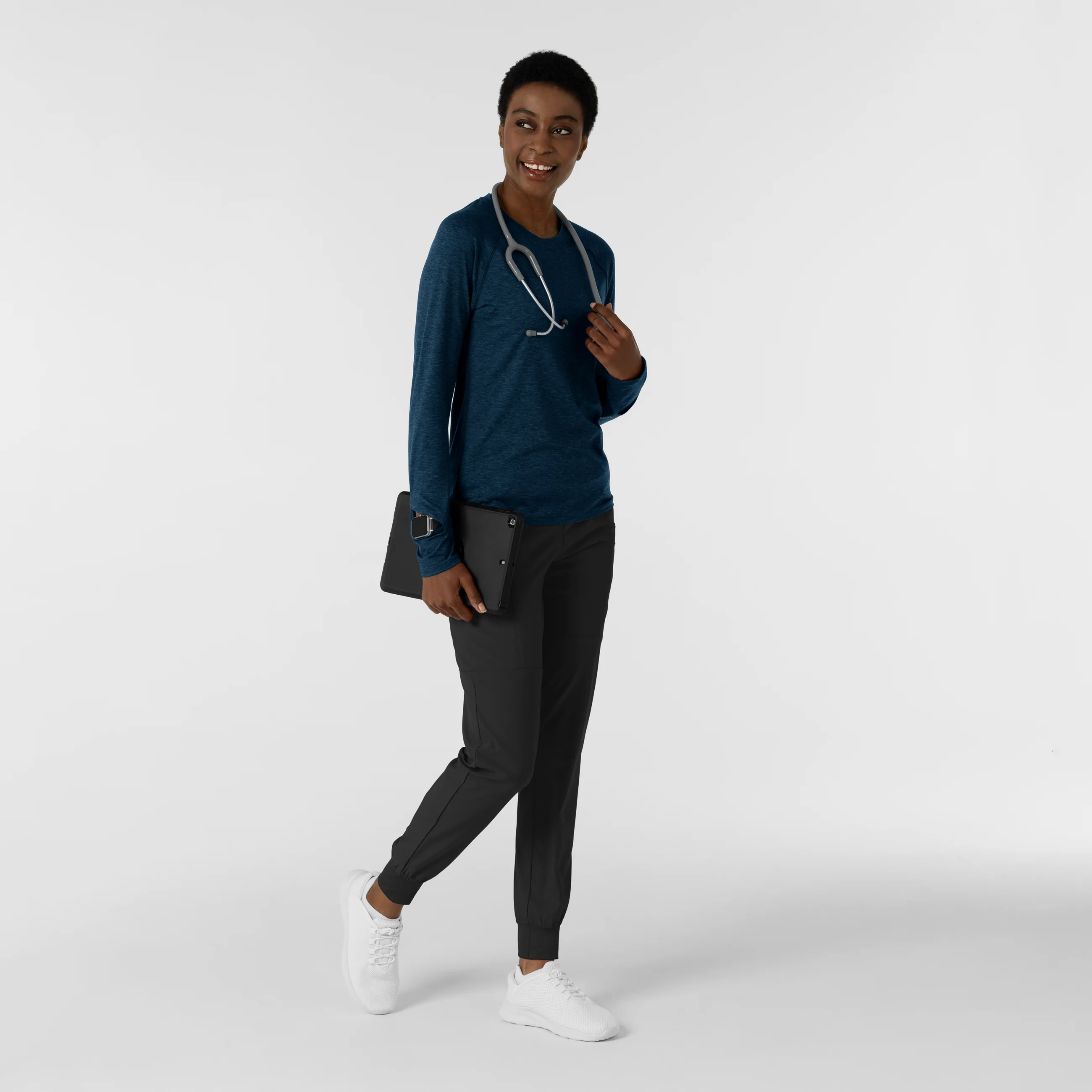 Women's Watch Window Long Sleeve Underscrub Top - Royal Heather - Image 3