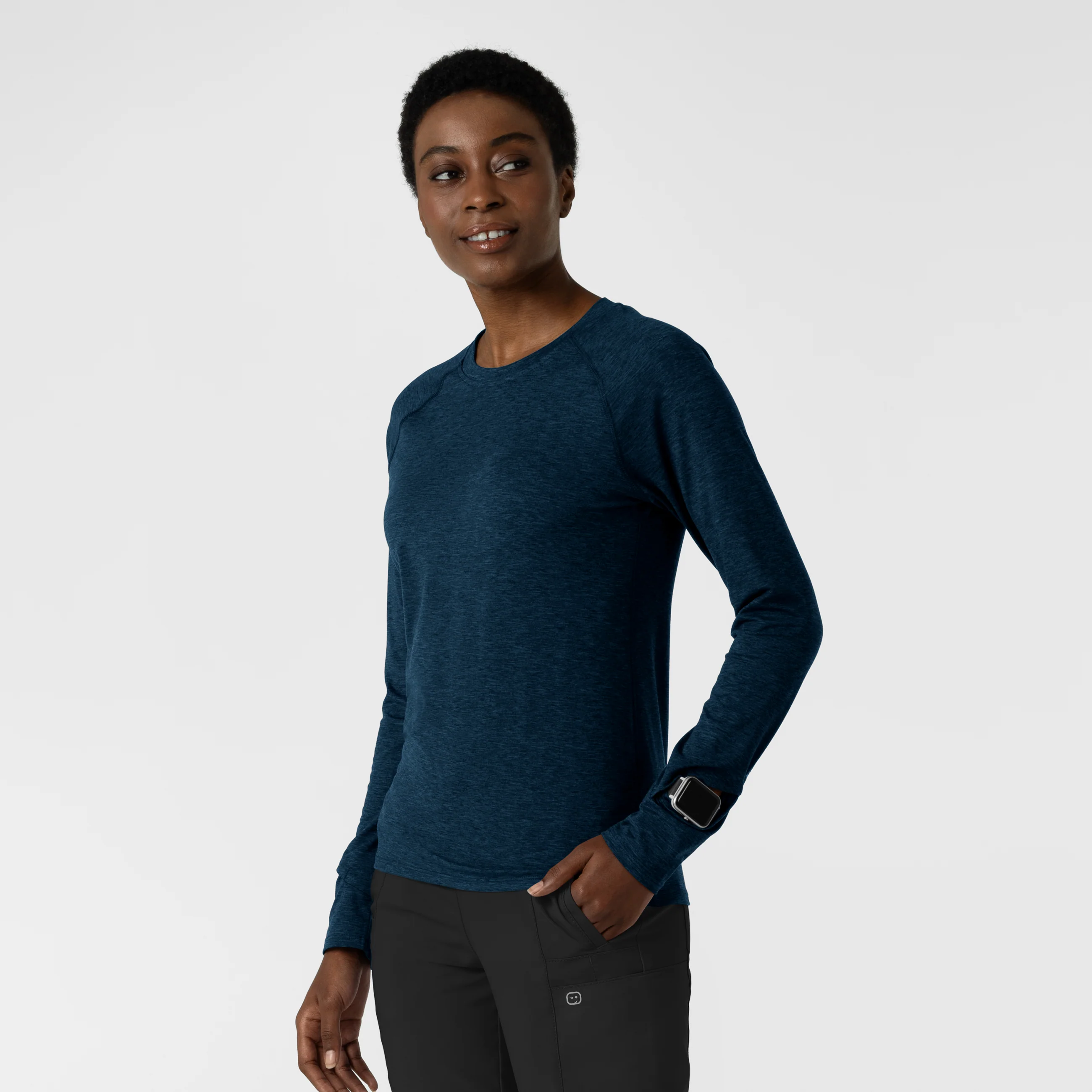 Women's Watch Window Long Sleeve Underscrub Top - Royal Heather - Image 4