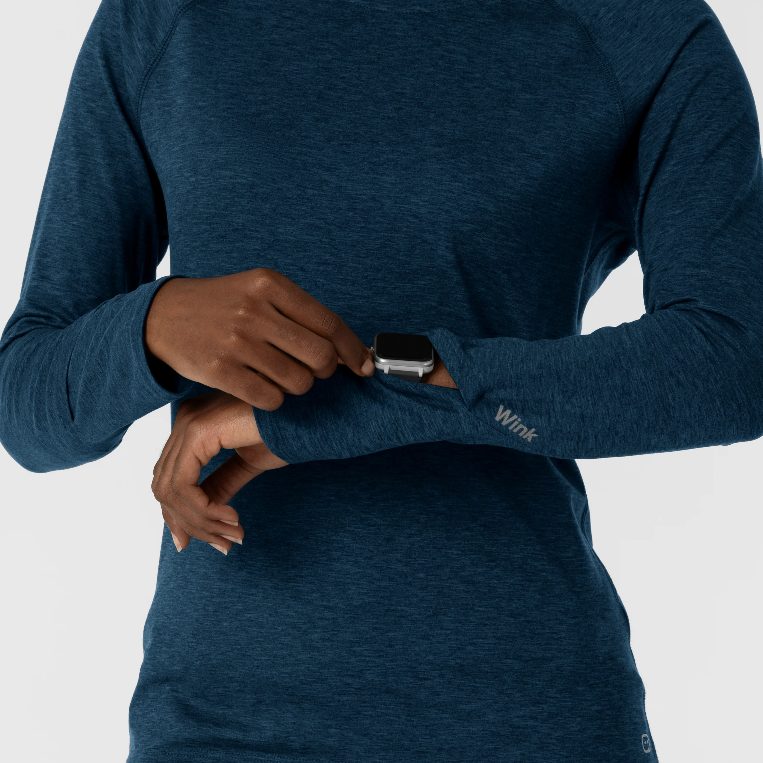 Women's Watch Window Long Sleeve Underscrub Top - Royal Heather - Image 6