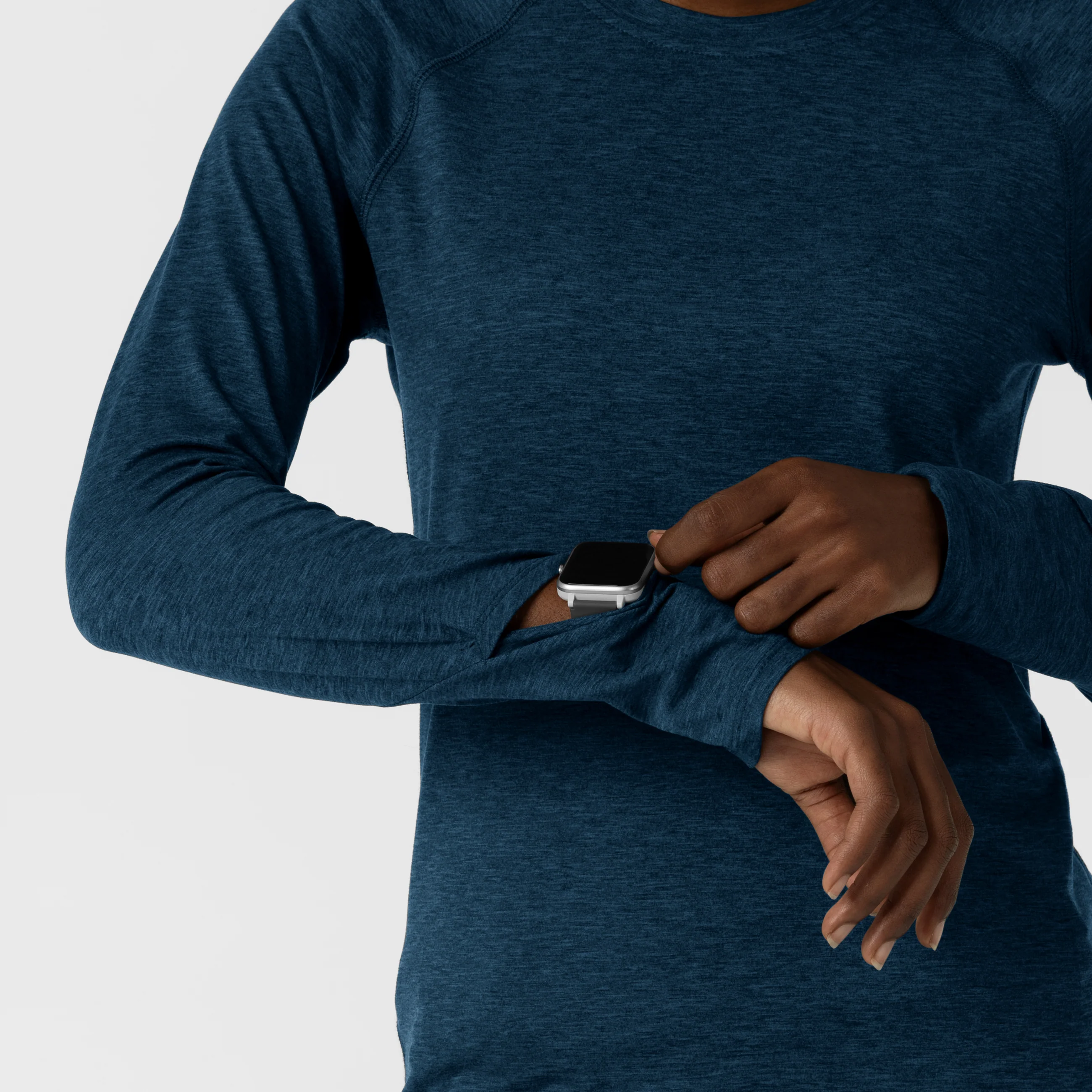 Women's Watch Window Long Sleeve Underscrub Top - Royal Heather - Image 7