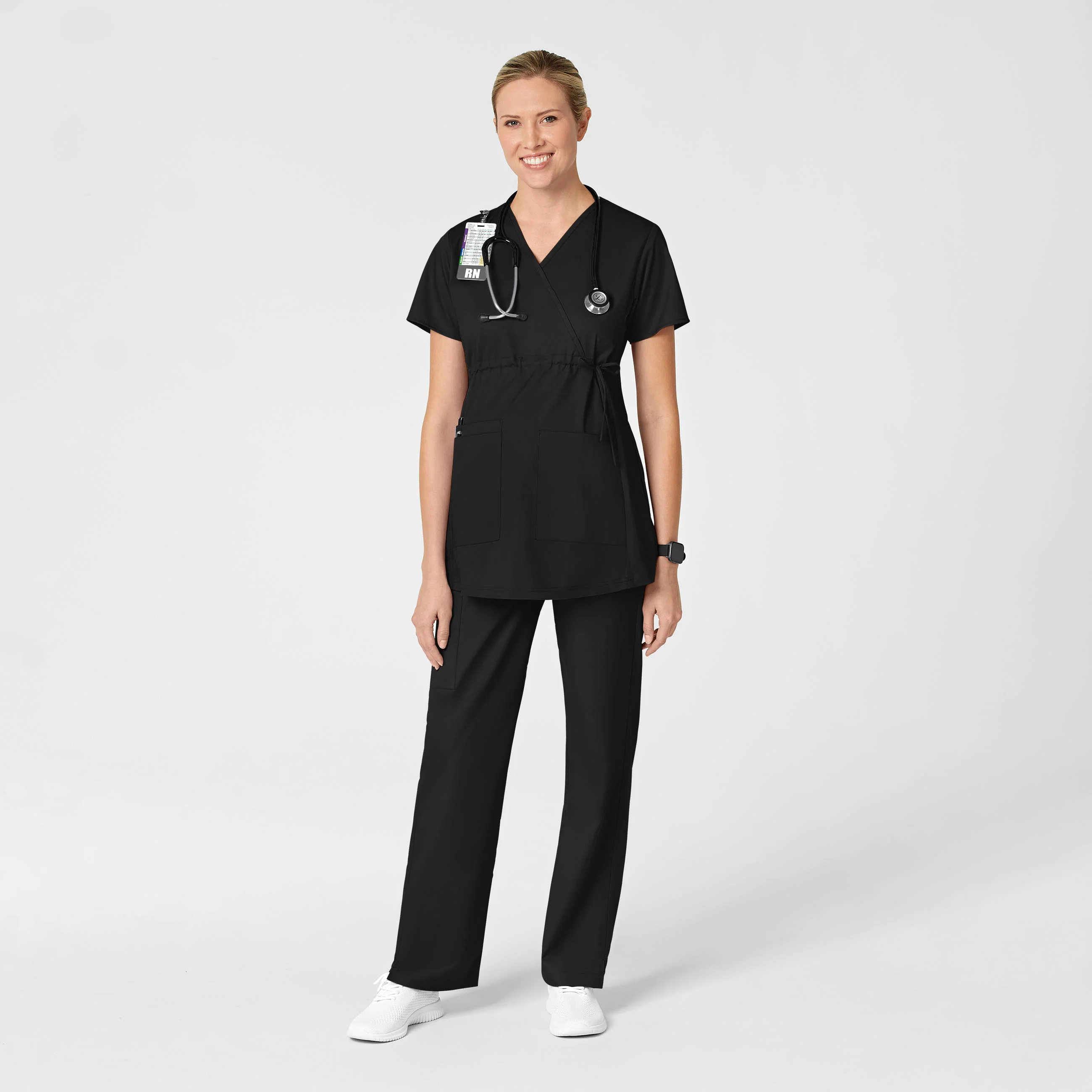 WonderWORK Maternity Cargo Scrub Pant - Black - Image 3