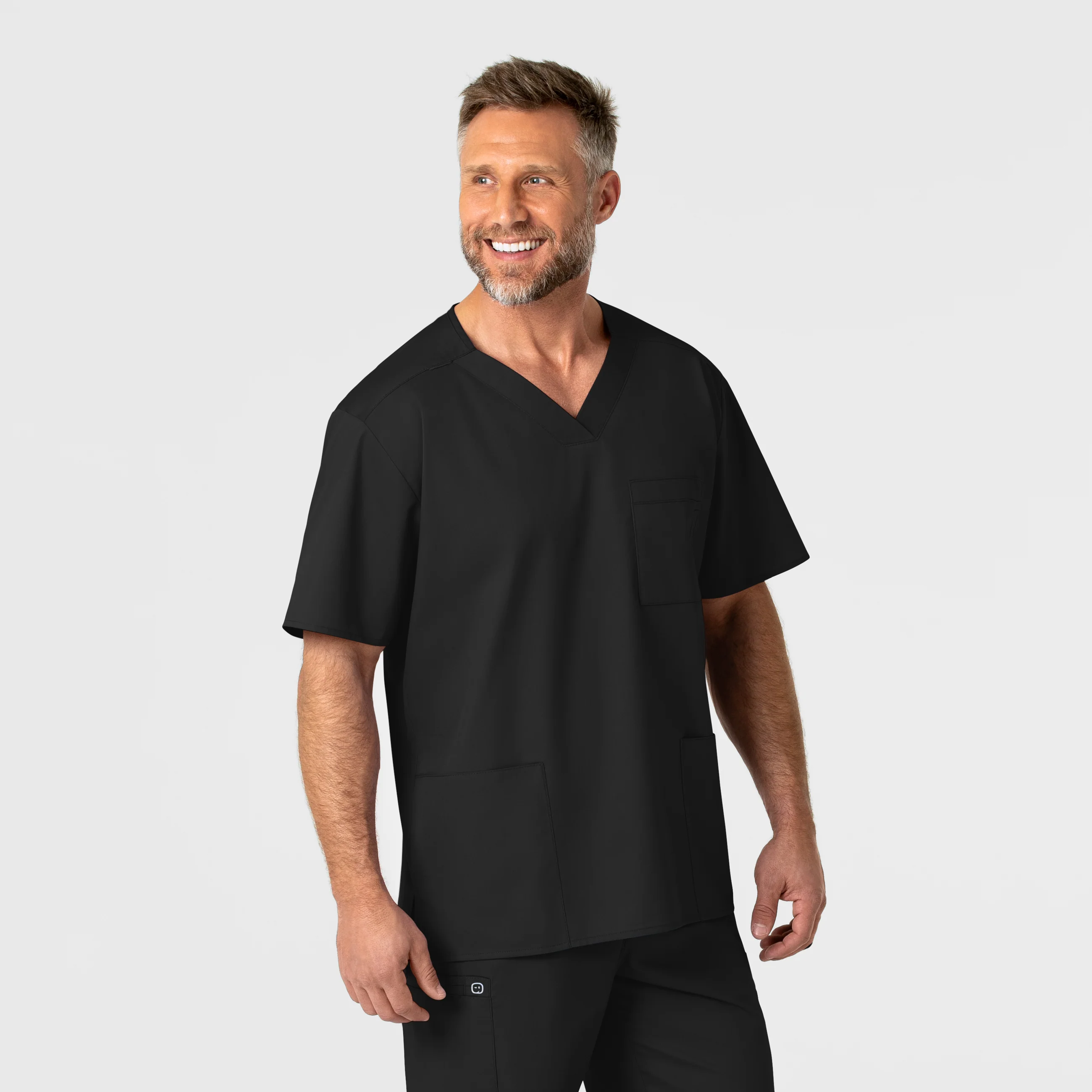 WonderWORK Men's V-Neck Scrub Top - Black - Image 4