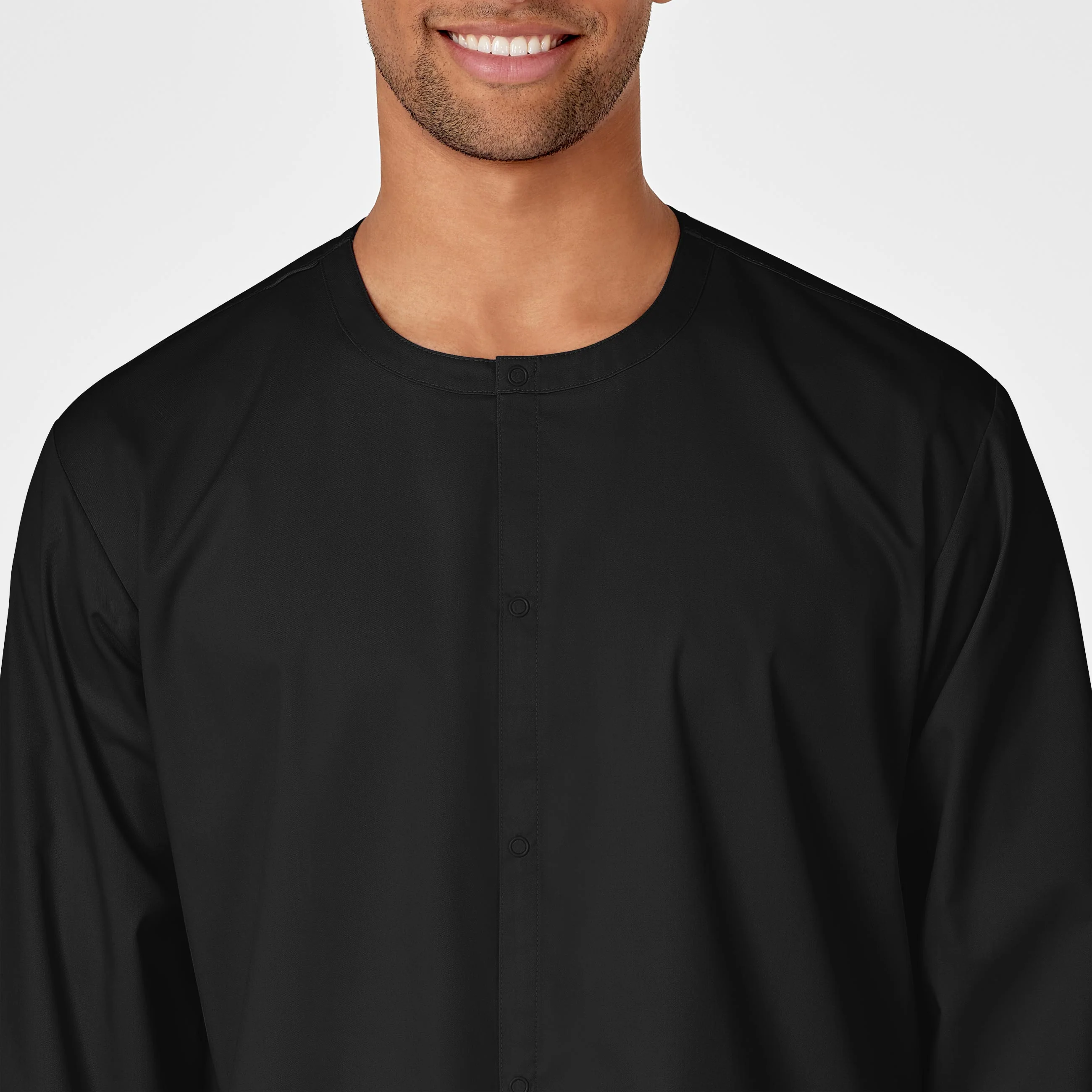 WonderWORK Unisex Snap Front Scrub Jacket - Black - Image 5