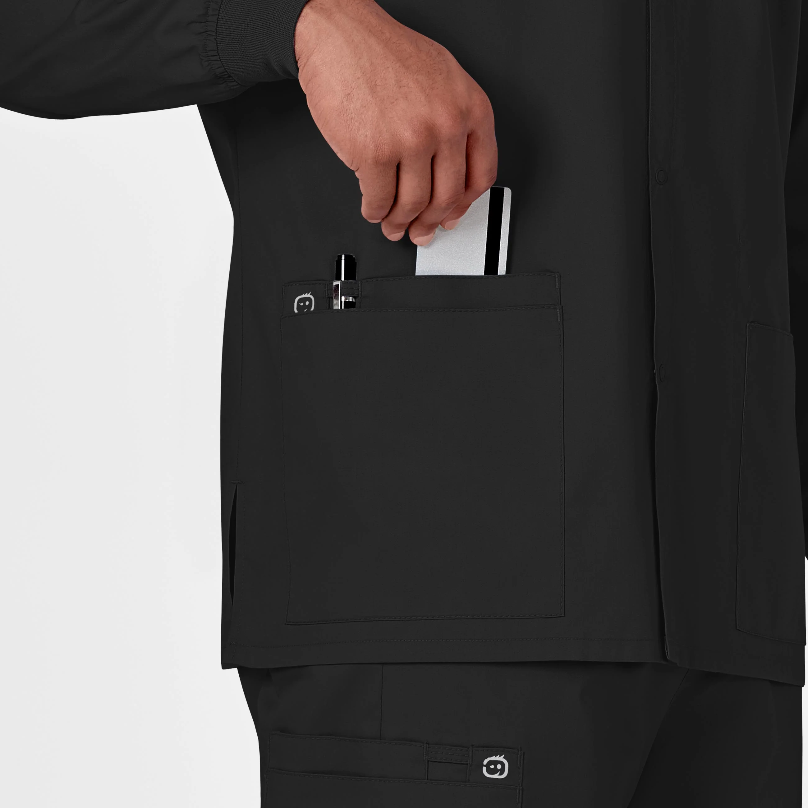 WonderWORK Unisex Snap Front Scrub Jacket - Black - Image 8