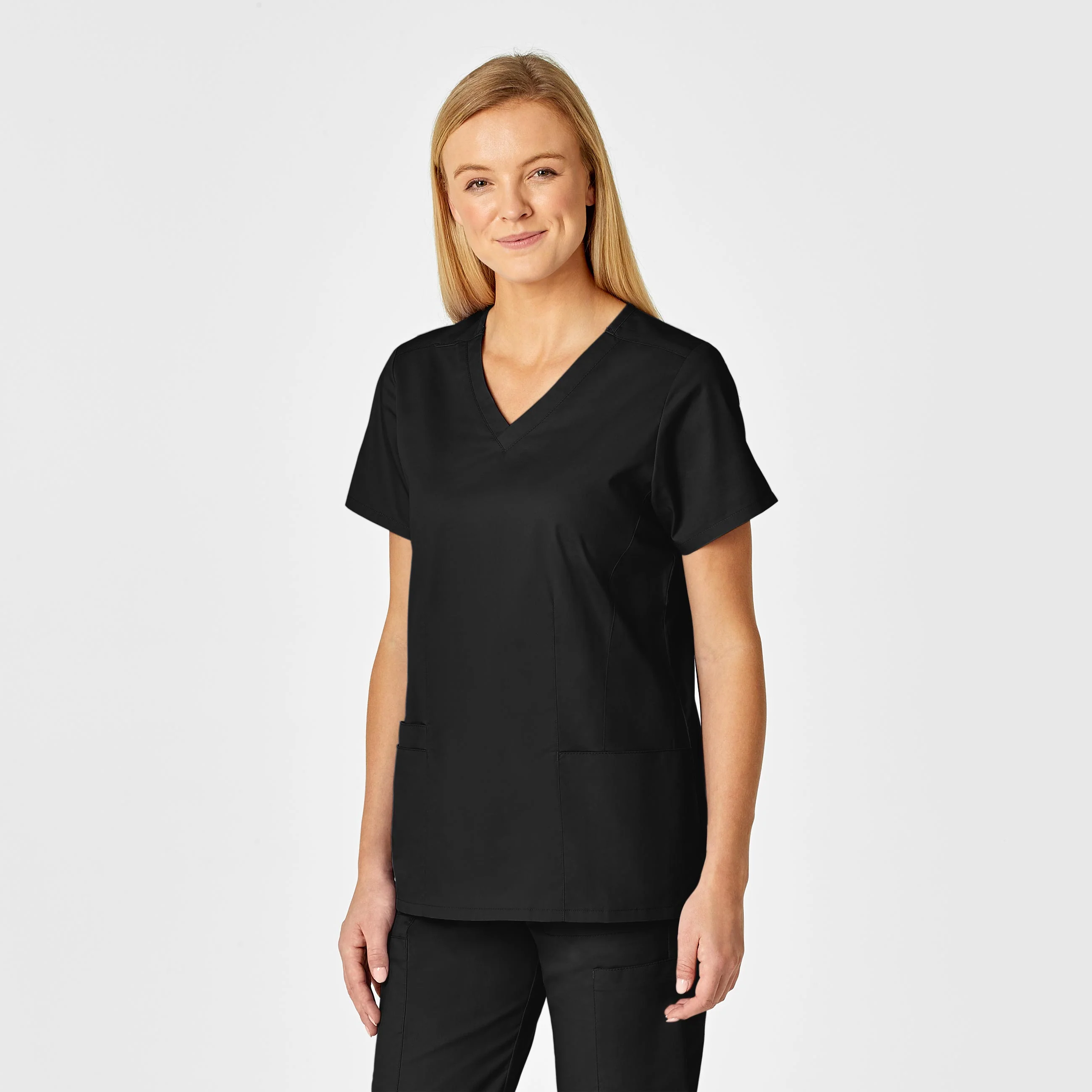WonderWORK Women's Shaped V-Neck Scrub Top - Black - Image 4