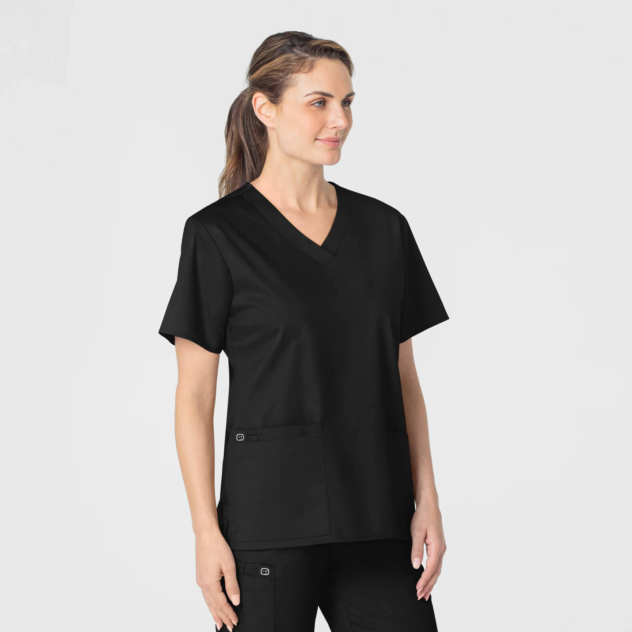 WonderWORK Women's V-Neck Scrub Top - Black - Image 4
