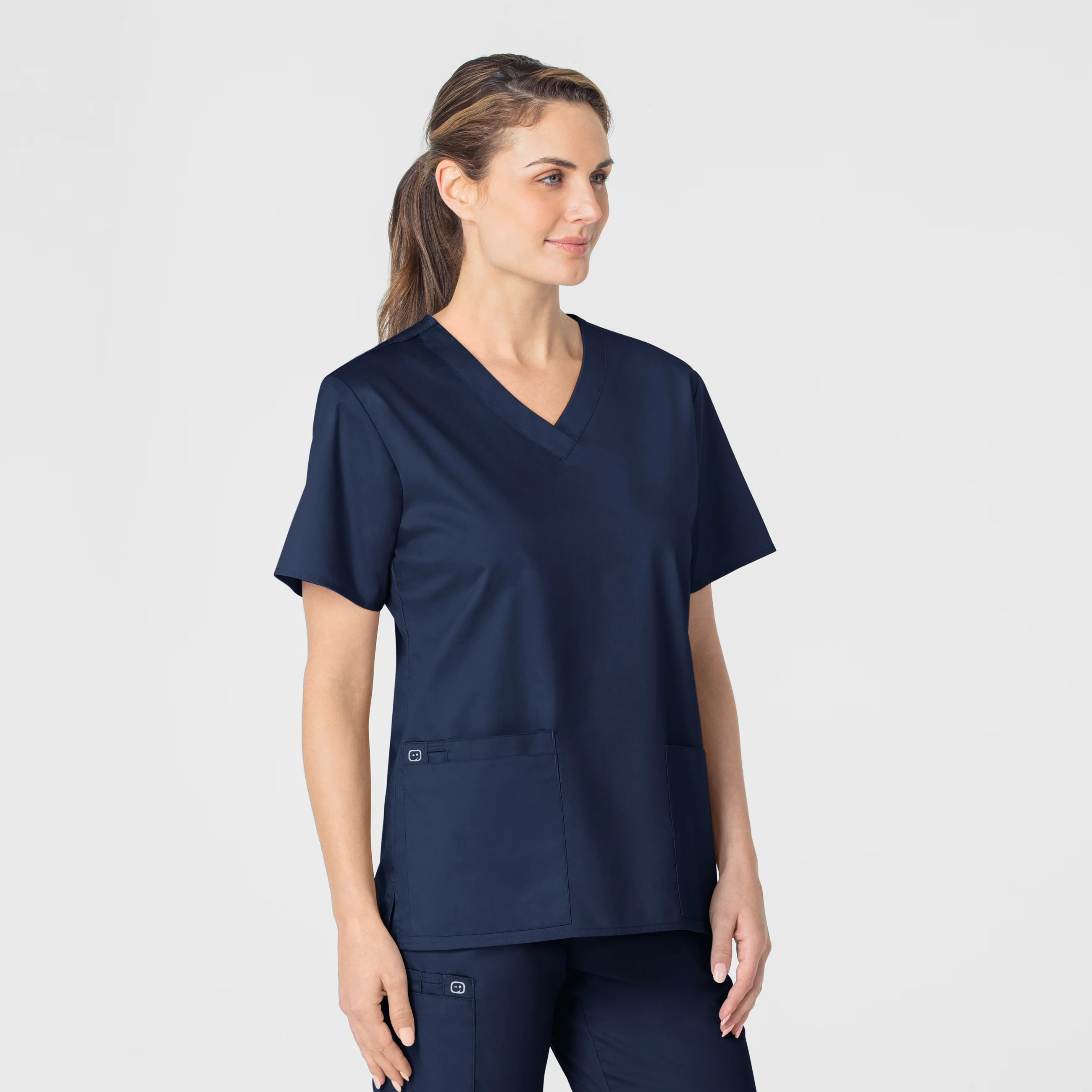 WonderWORK Women's V-Neck Scrub Top - Navy - Image 4